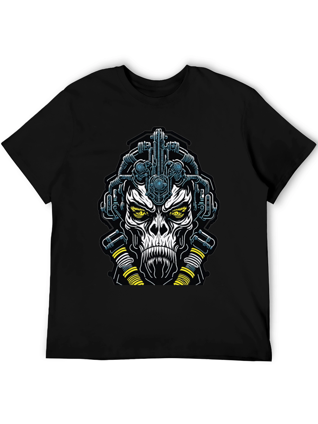 Cyberpunk Skull Graphic Tee - Black