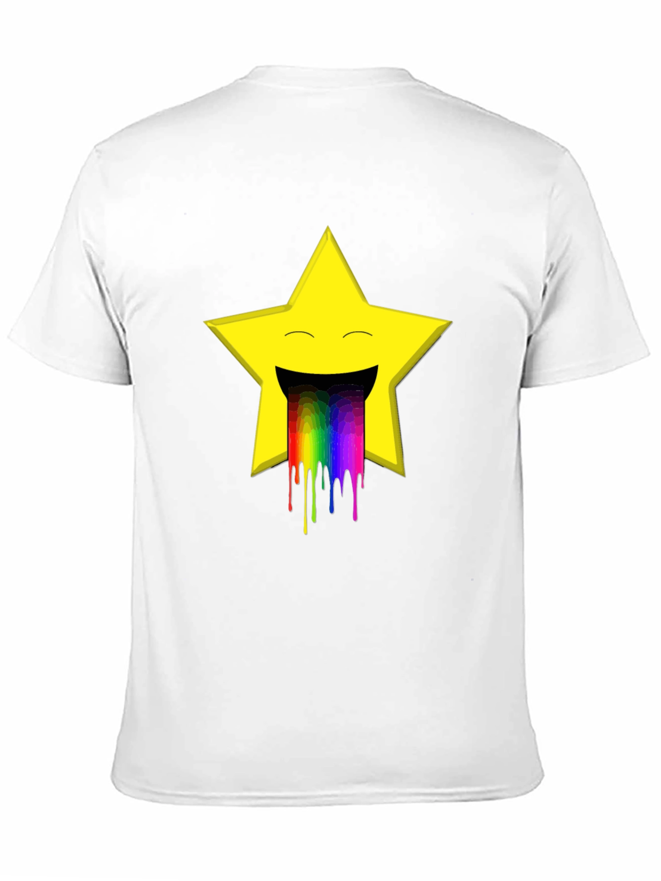 Rainbow Puke Star Graphic Tee - Black Cotton T-Shirt
