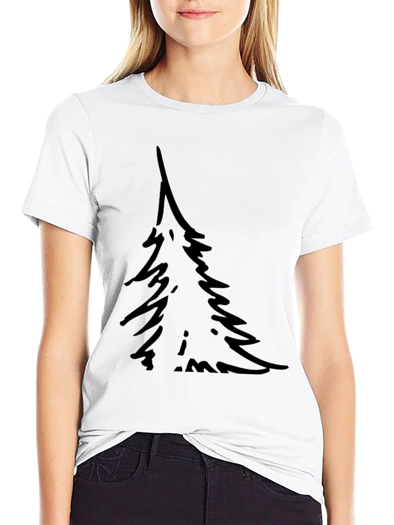 Simple Tree Graphic Black T-Shirt