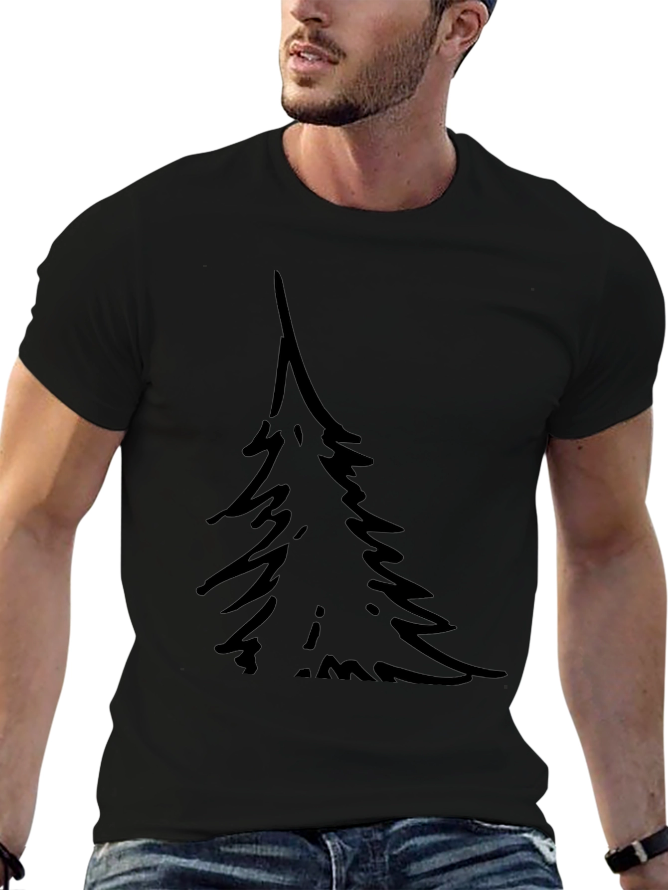 Simple Tree Graphic Black T-Shirt