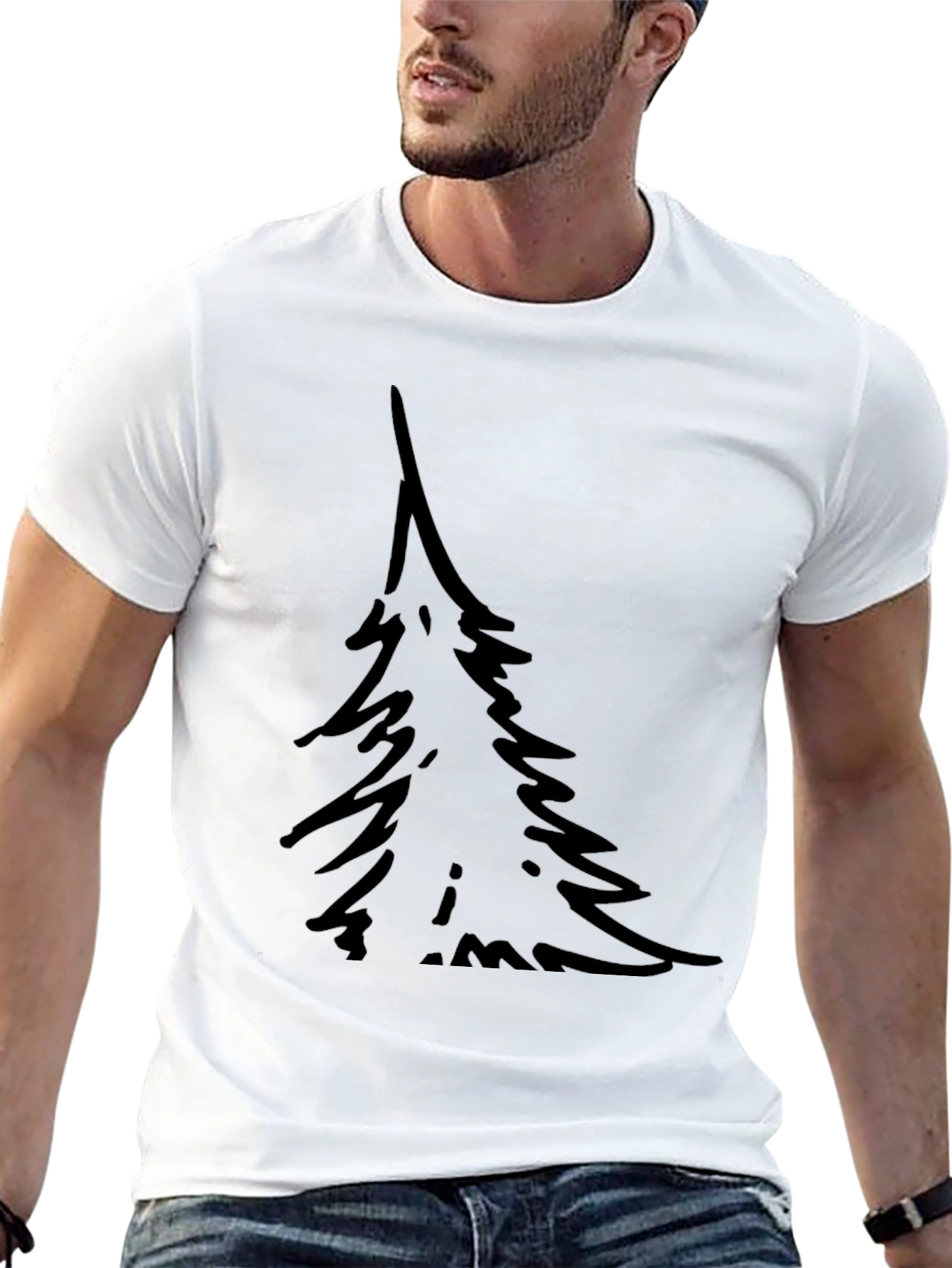 Simple Tree Graphic Black T-Shirt