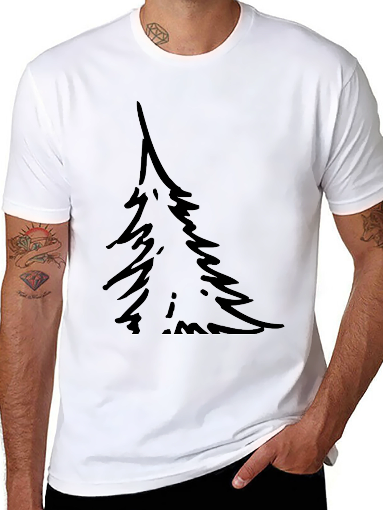 Simple Tree Graphic Black T-Shirt