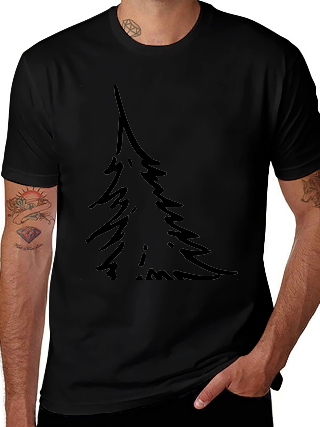 Simple Tree Graphic Black T-Shirt