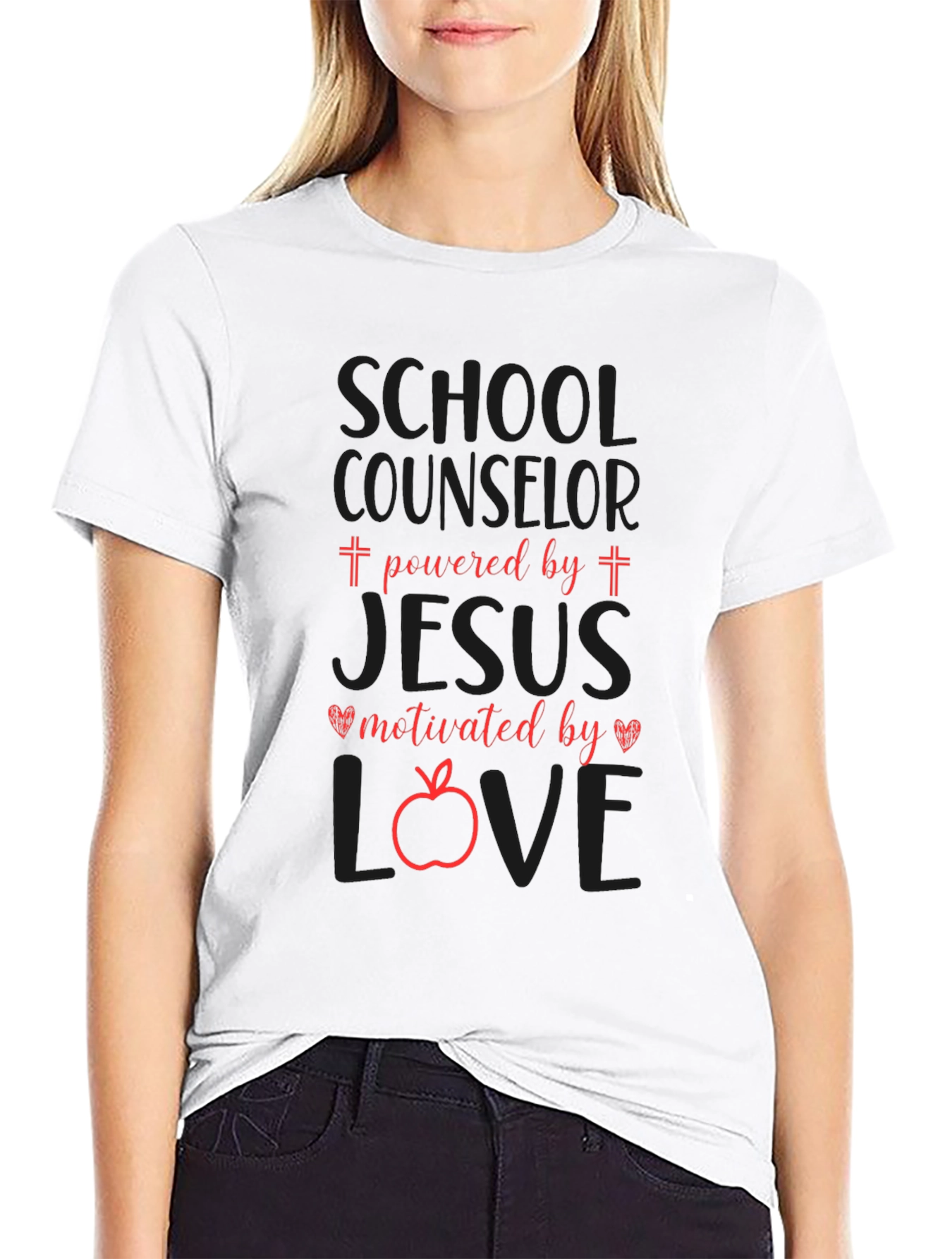 School Counselor Powered by Jesus T-Shirt