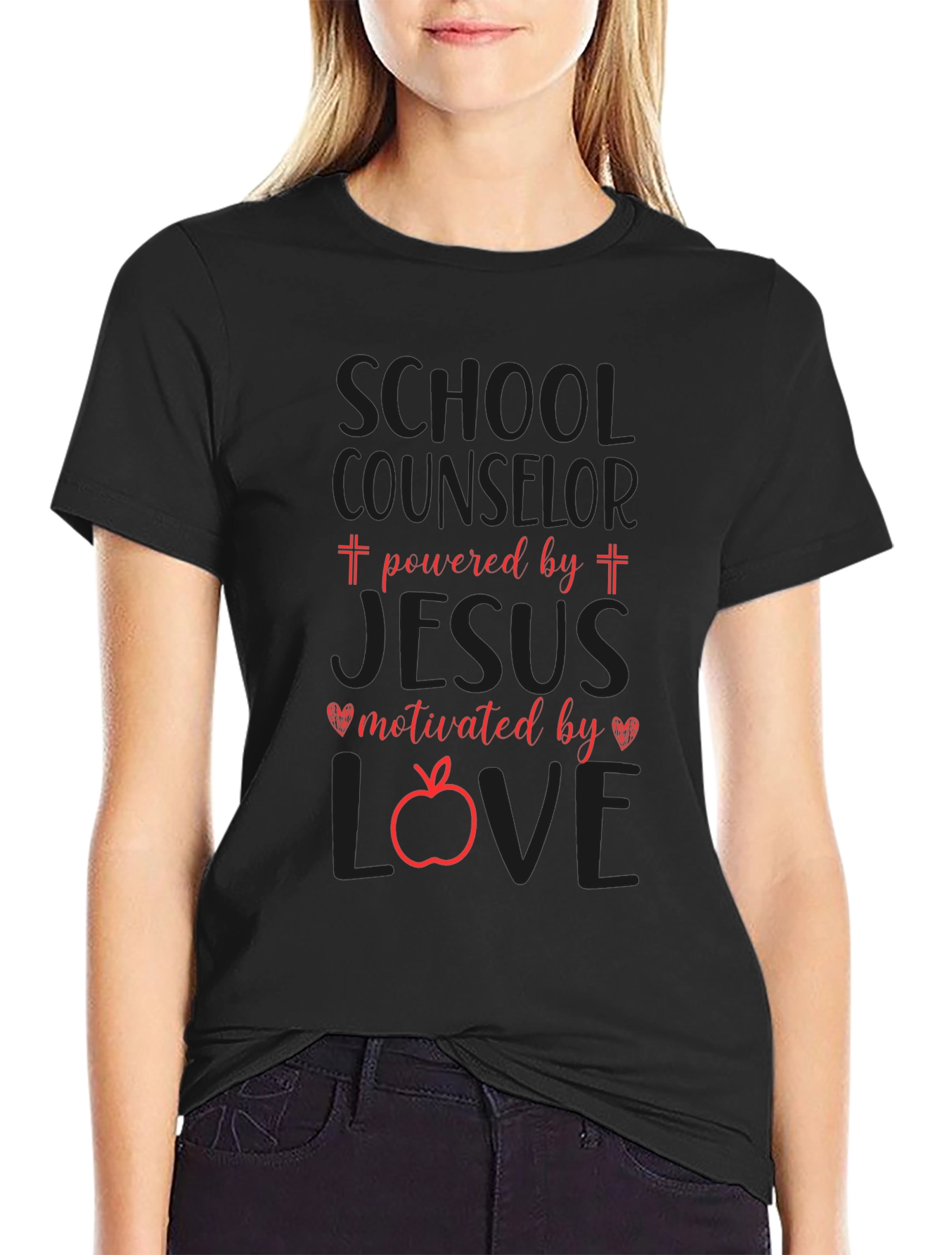 School Counselor Powered by Jesus T-Shirt
