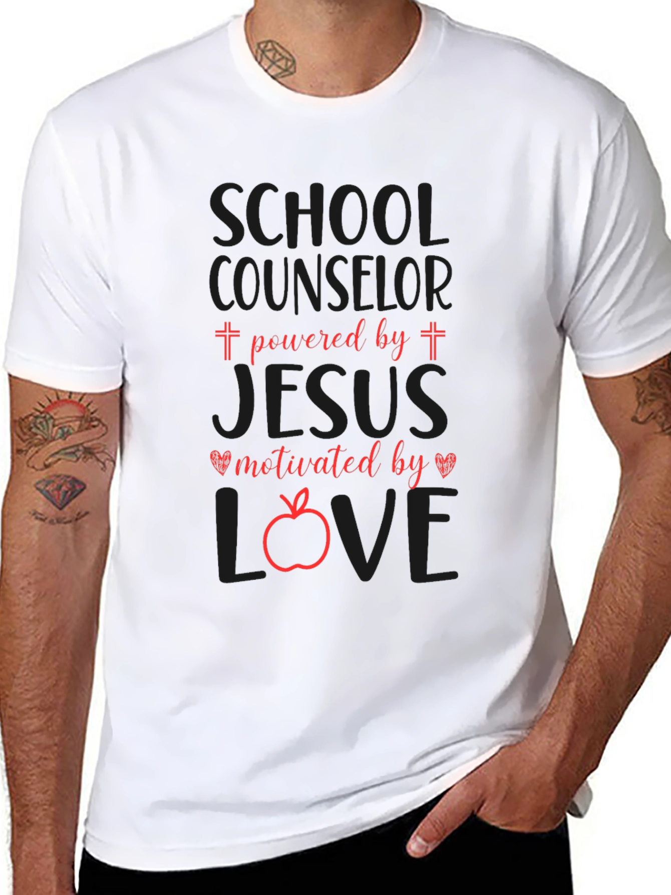 School Counselor Powered by Jesus T-Shirt