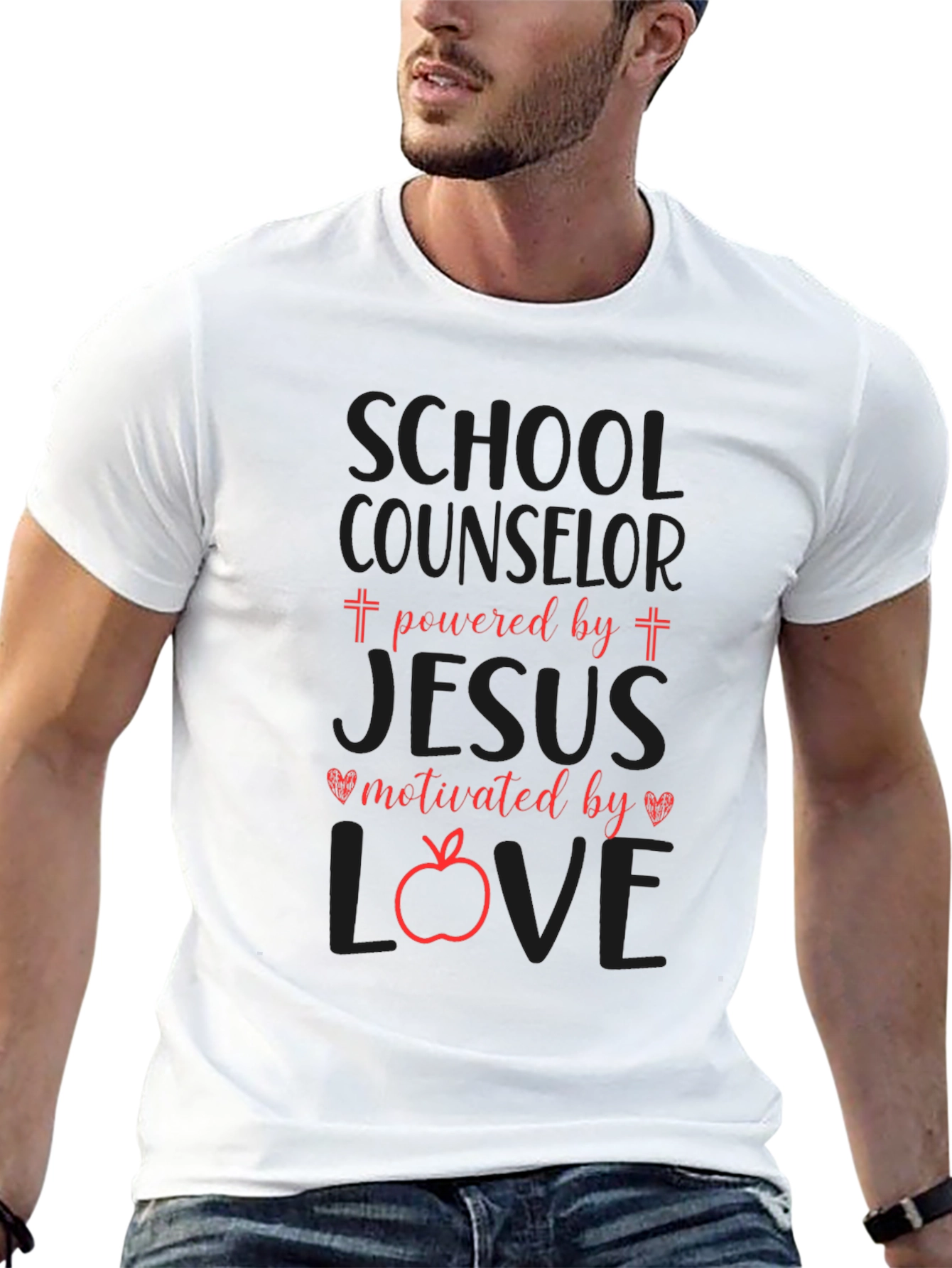 School Counselor Powered by Jesus T-Shirt