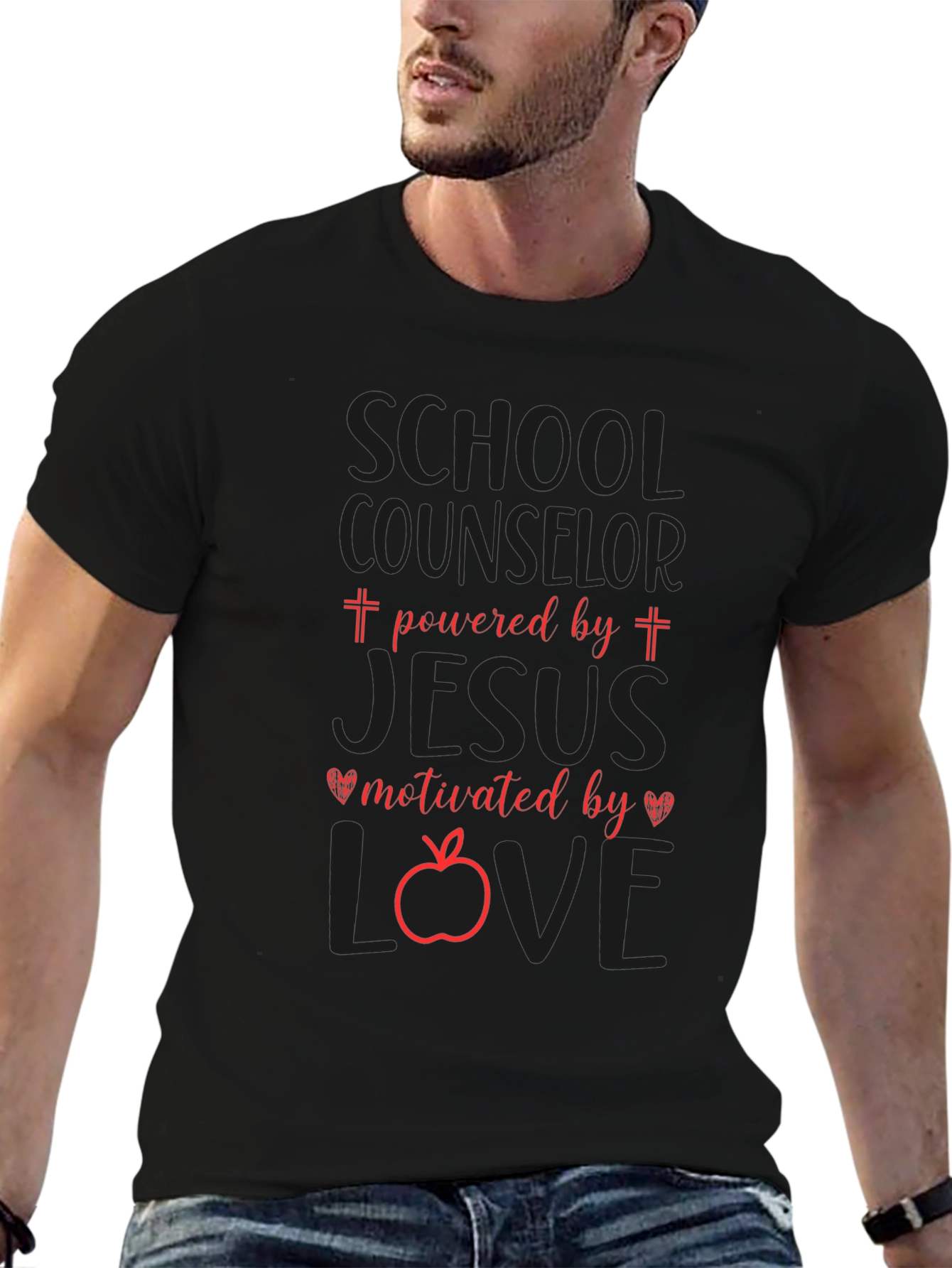 School Counselor Powered by Jesus T-Shirt