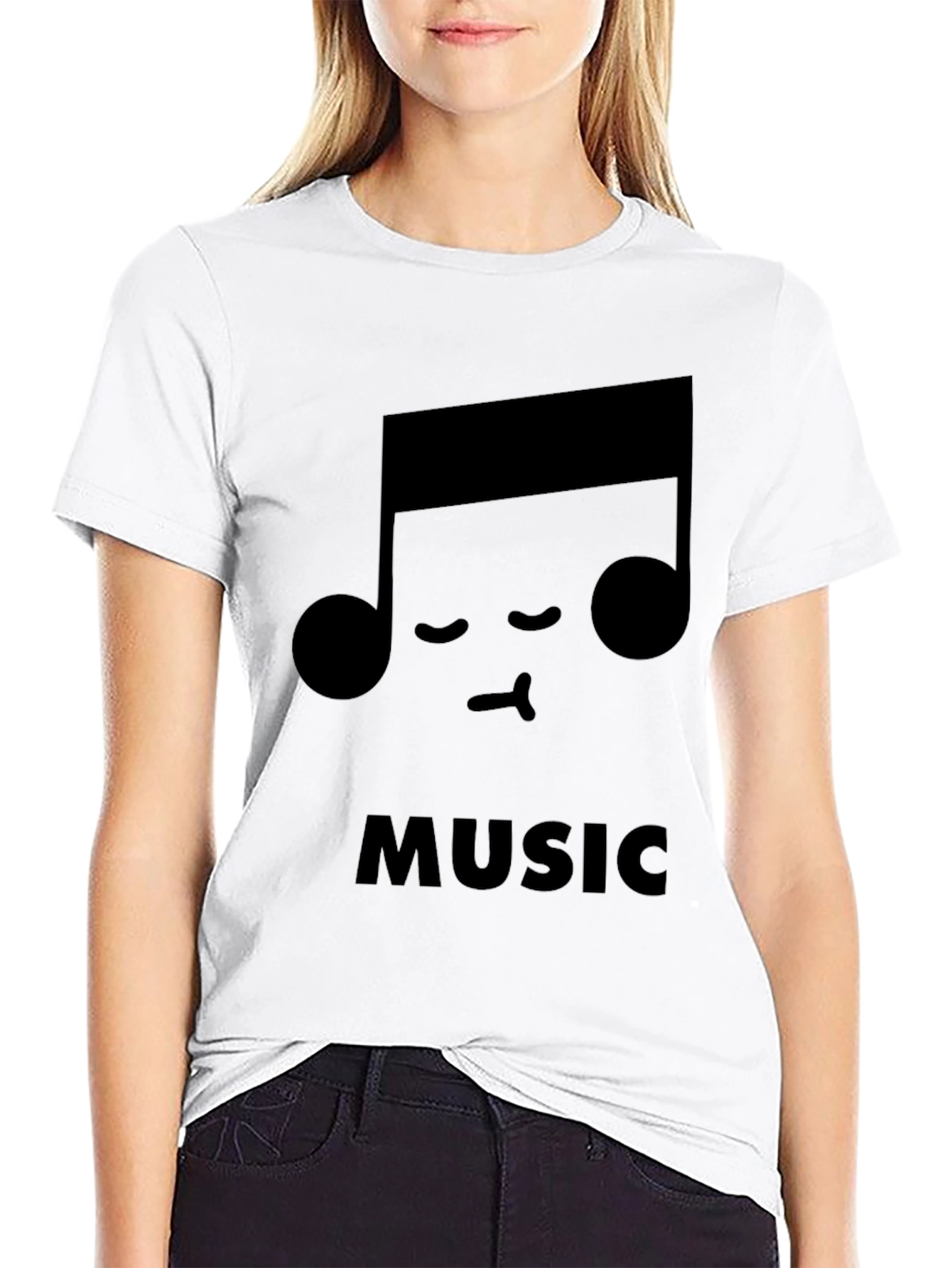 Cute Music Note Black T-Shirt