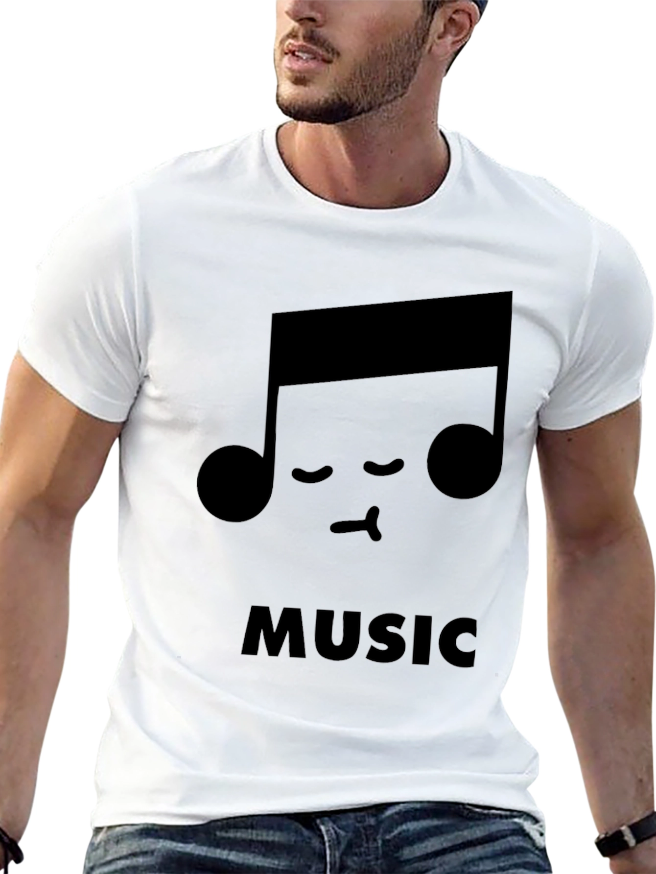 Cute Music Note Black T-Shirt