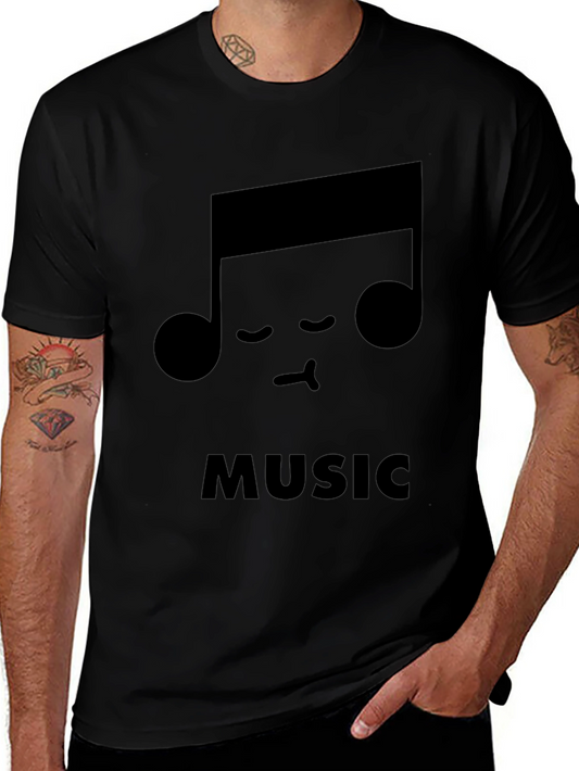 Cute Music Note Black T-Shirt