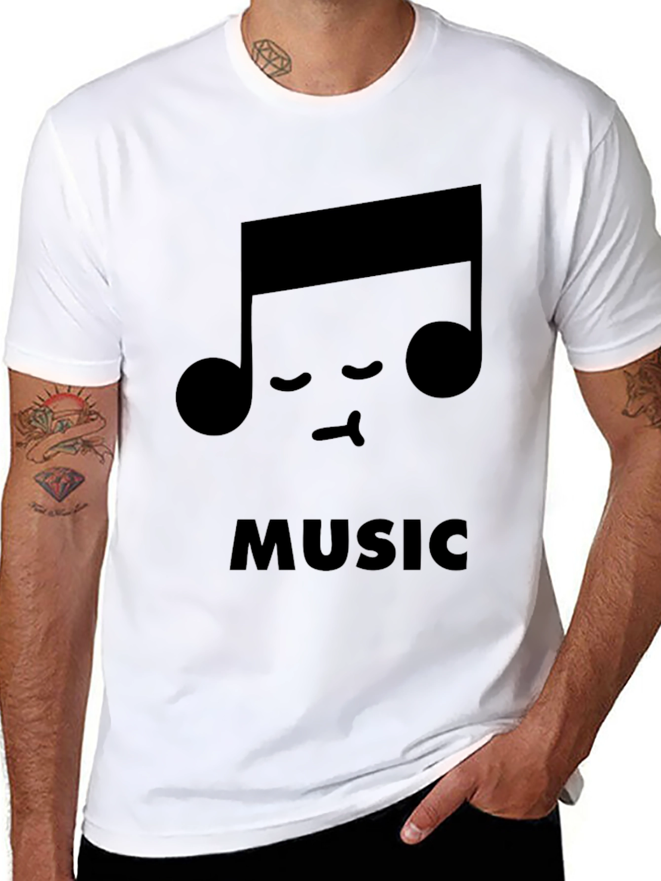 Cute Music Note Black T-Shirt