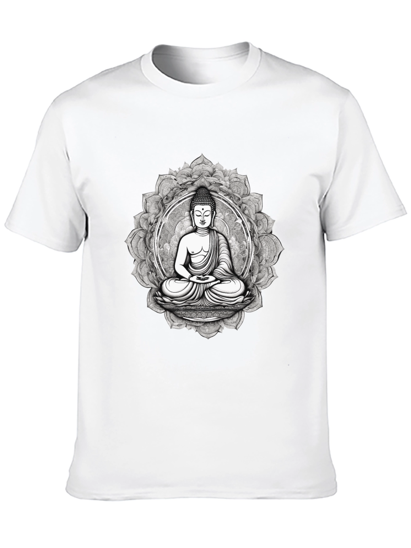 Buddha Mandala Graphic Tee - Black Cotton Blend