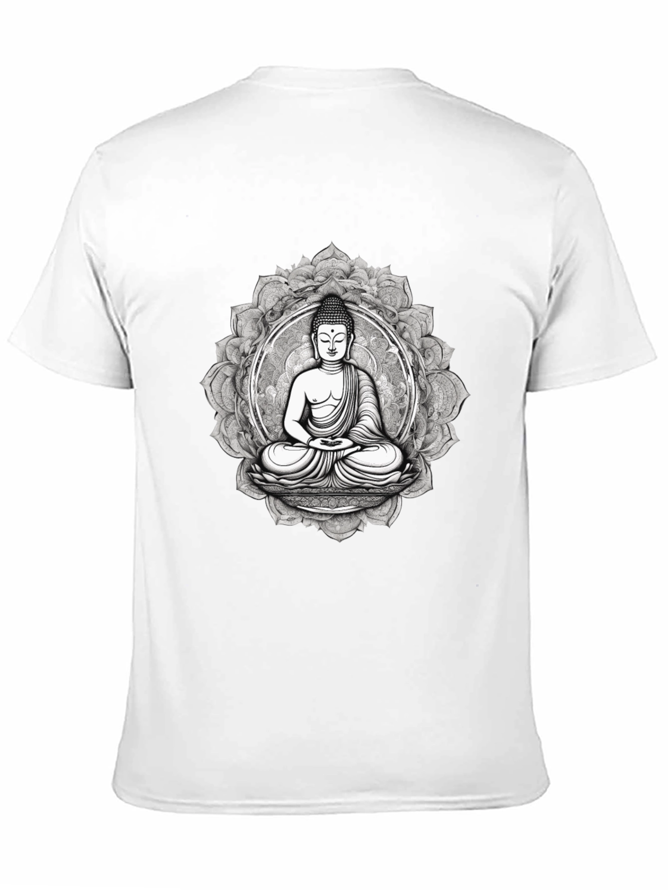 Buddha Mandala Graphic Tee - Black Cotton Blend