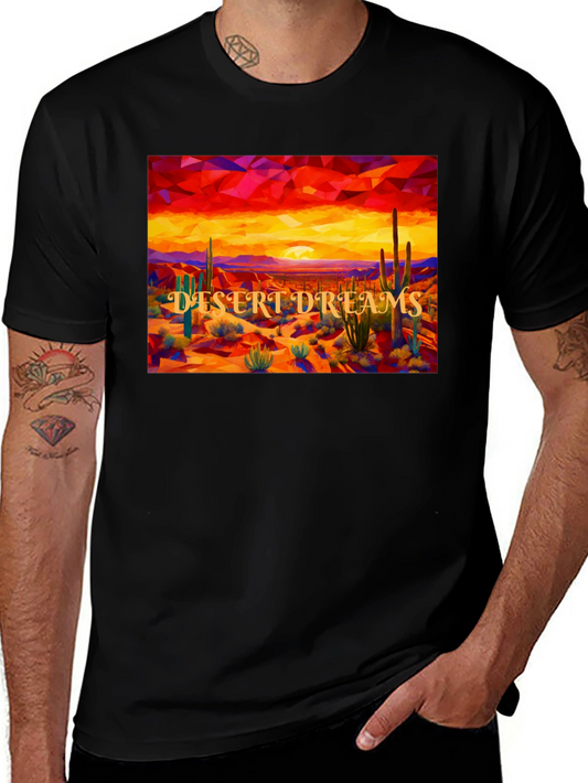 Desert Dreams Graphic Tee - Black Cotton T-Shirt