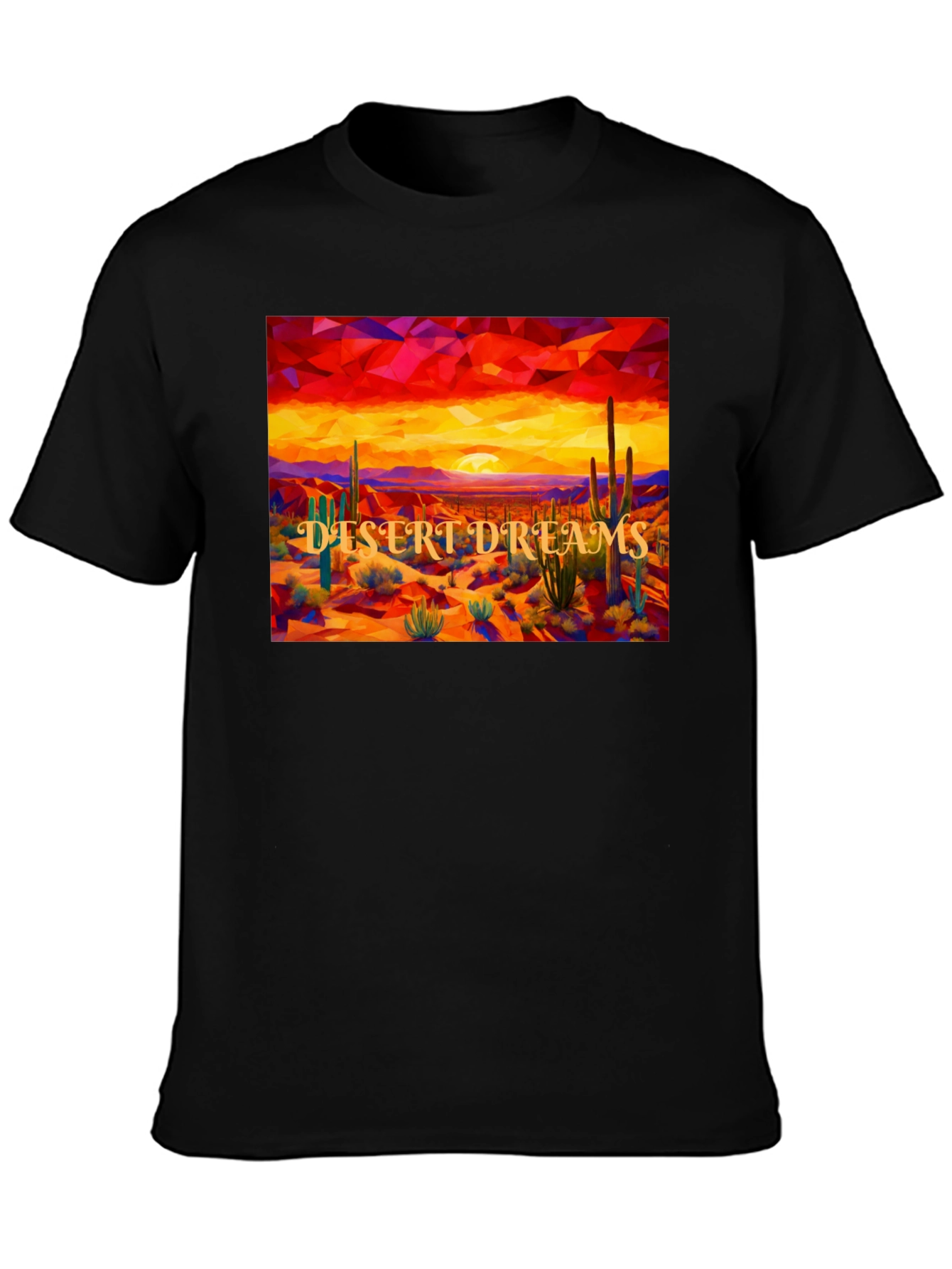 Desert Dreams Graphic Tee - Black Cotton T-Shirt