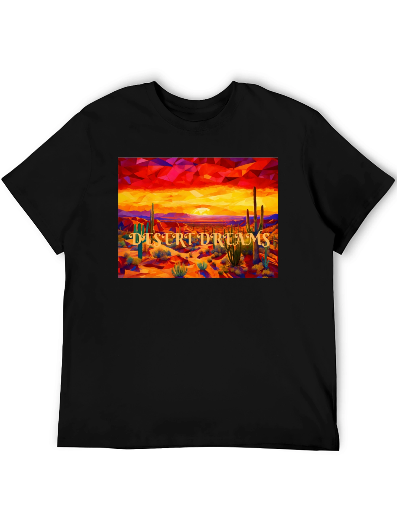 Desert Dreams Graphic Tee - Black Cotton T-Shirt