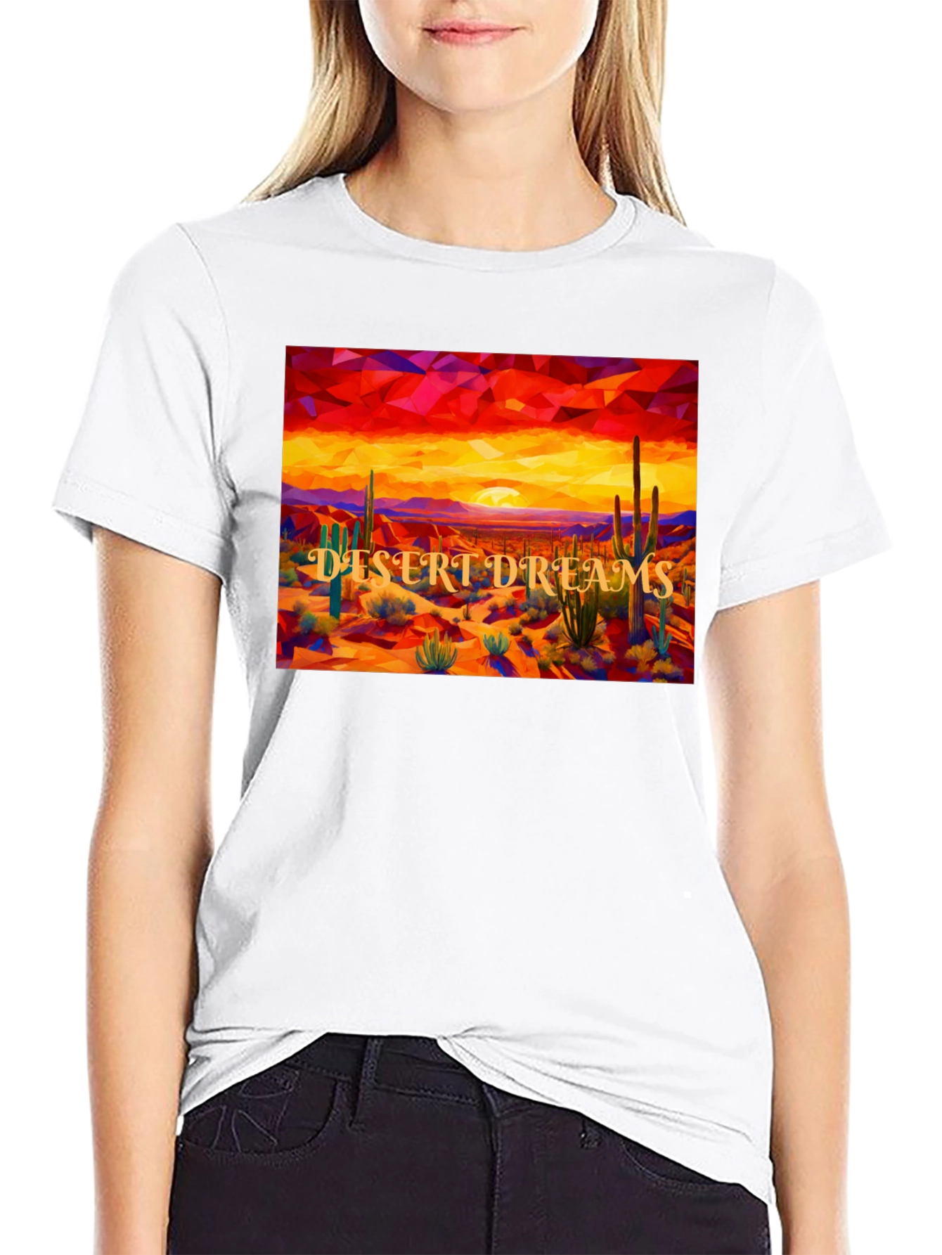 Desert Dreams Graphic Tee - Black Cotton T-Shirt