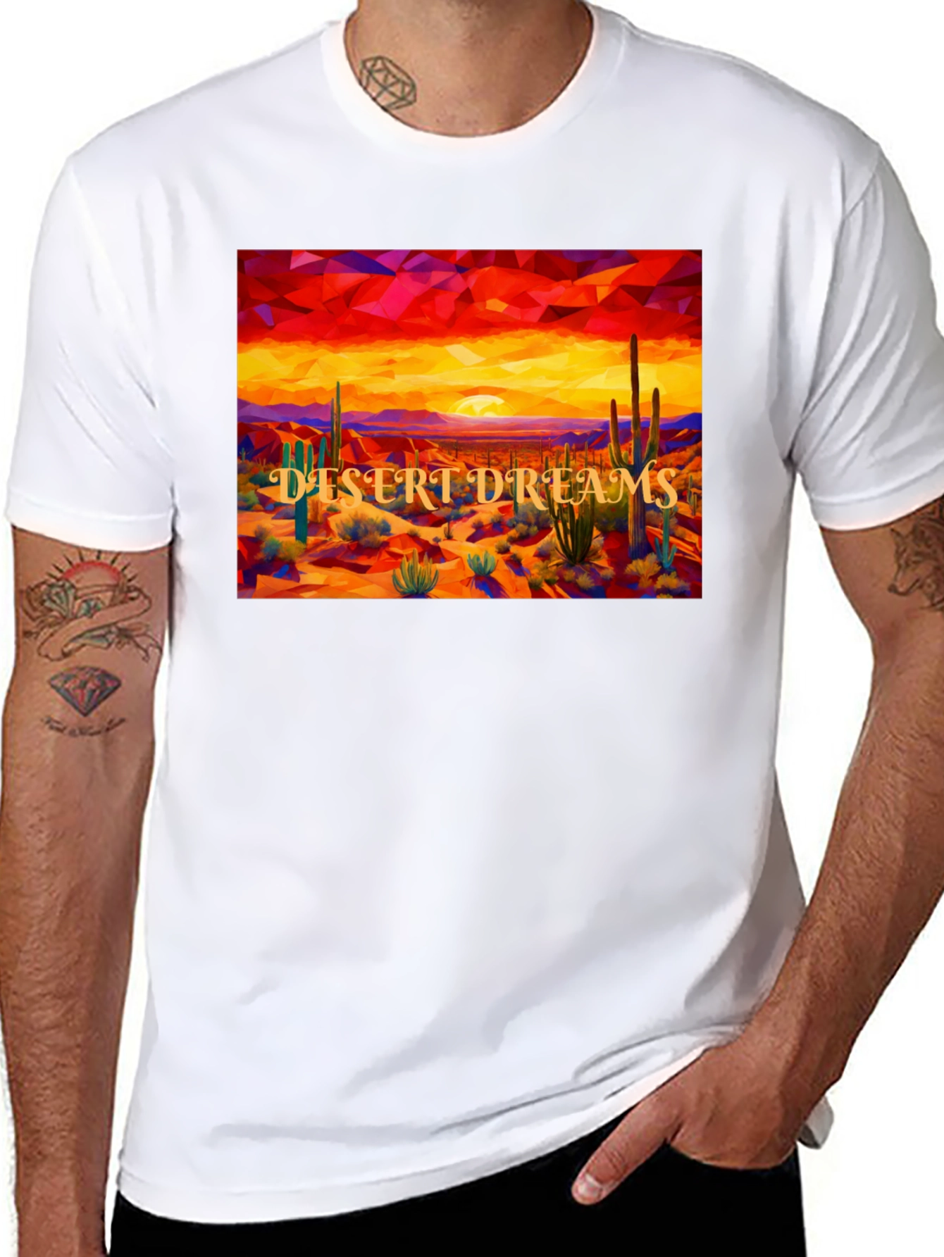 Desert Dreams Graphic Tee - Black Cotton T-Shirt