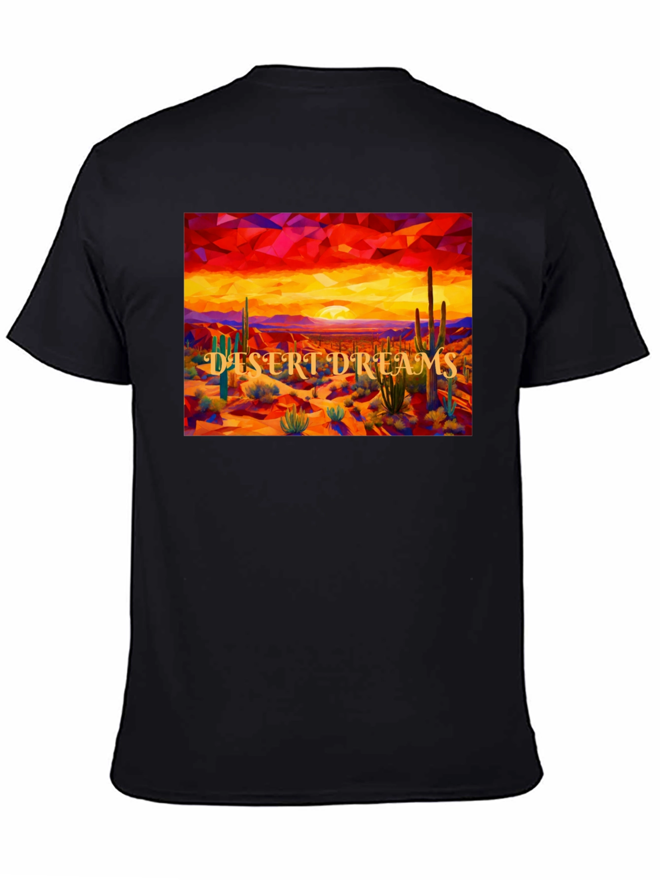 Desert Dreams Graphic Tee - Black Cotton T-Shirt