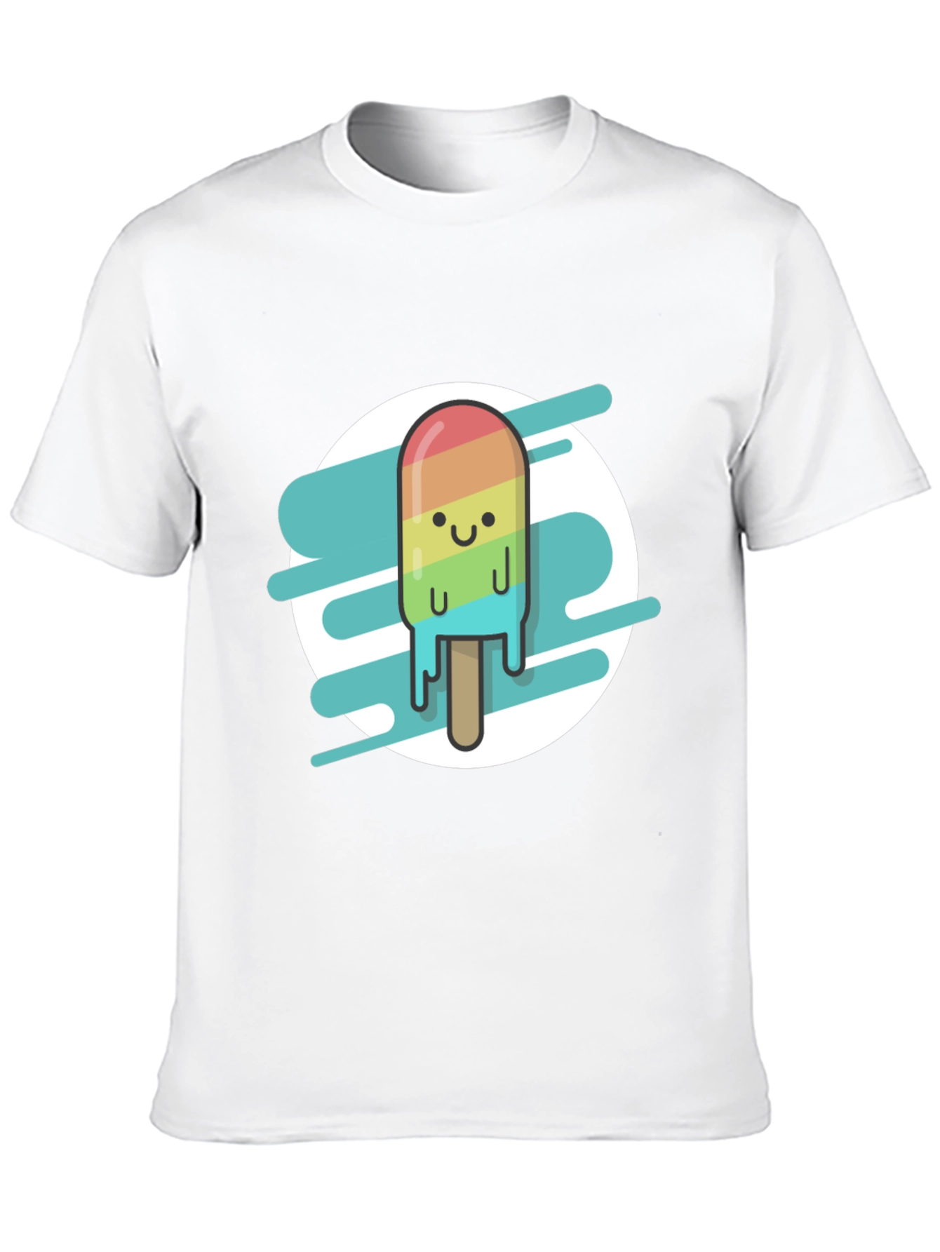 Rainbow Popsicle Graphic Tee - Black Casual T-Shirt