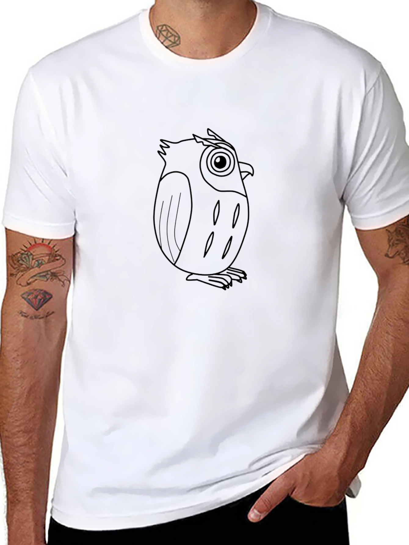 Owl Graphic Print Black T-Shirt