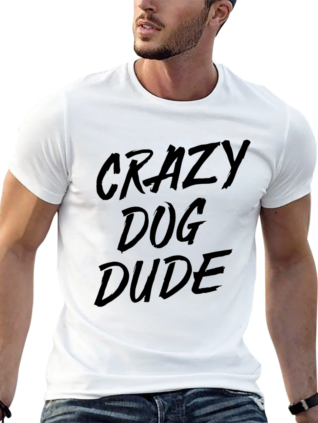 Crazy Dog Dude Black Graphic T-Shirt