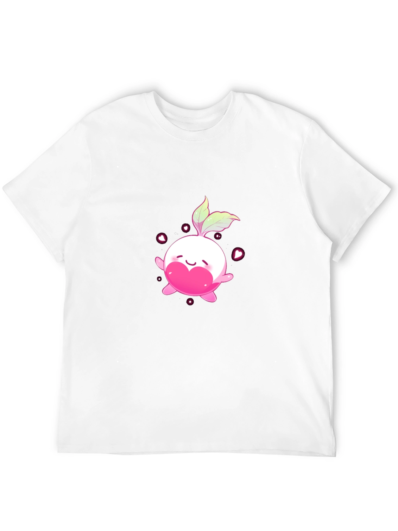Cute Kawaii Radish Heart Black T-Shirt