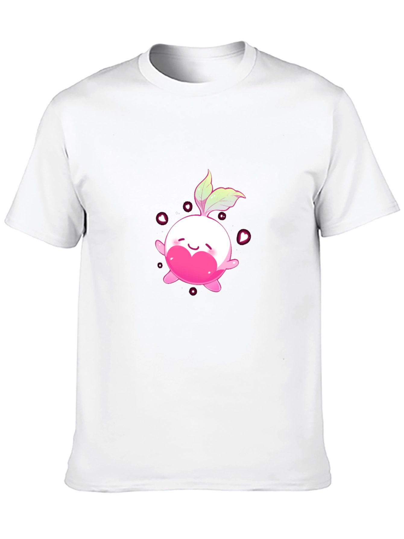 Cute Kawaii Radish Heart Black T-Shirt