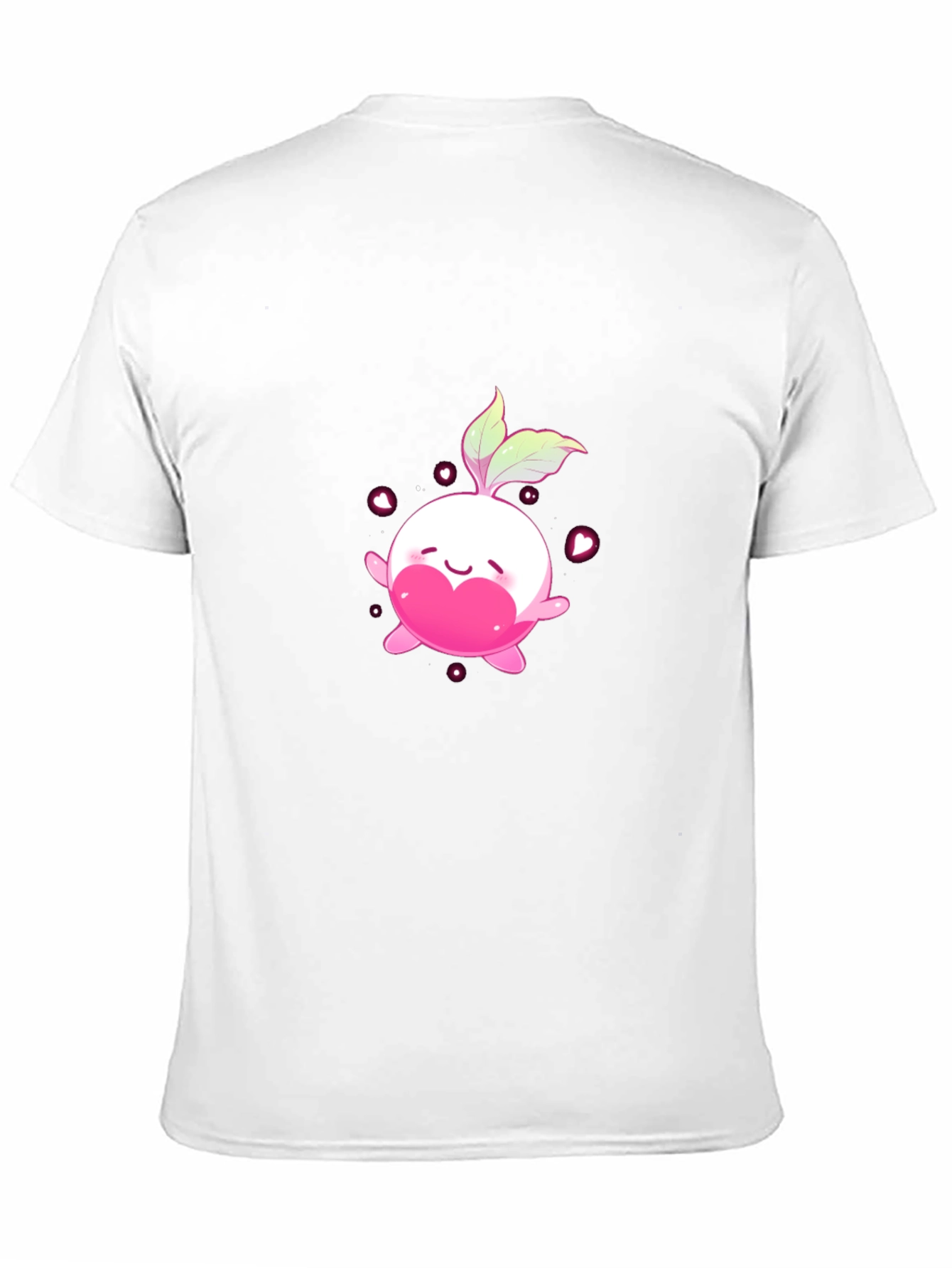 Cute Kawaii Radish Heart Black T-Shirt