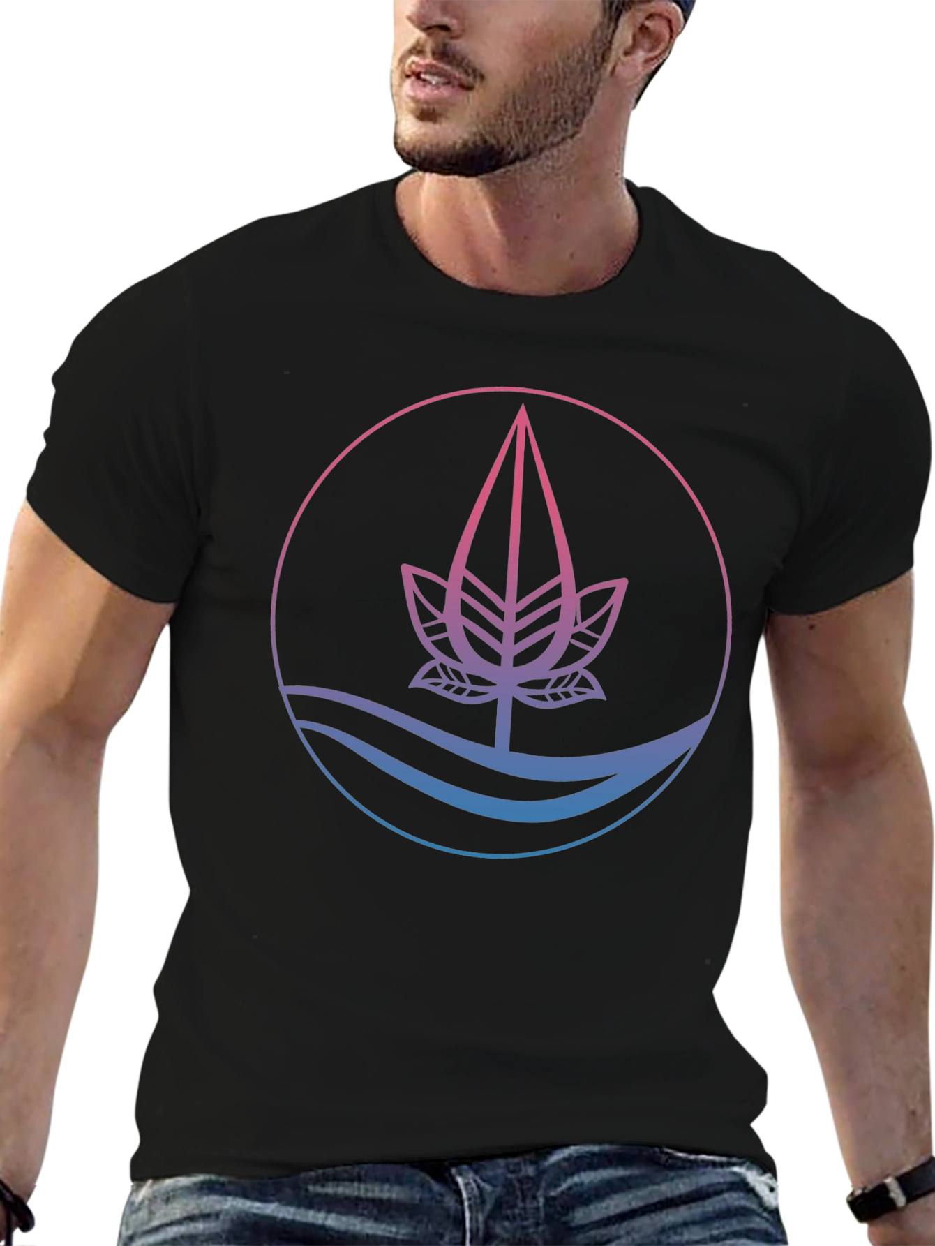 Nature Inspired Graphic Tee - Black Cotton Blend