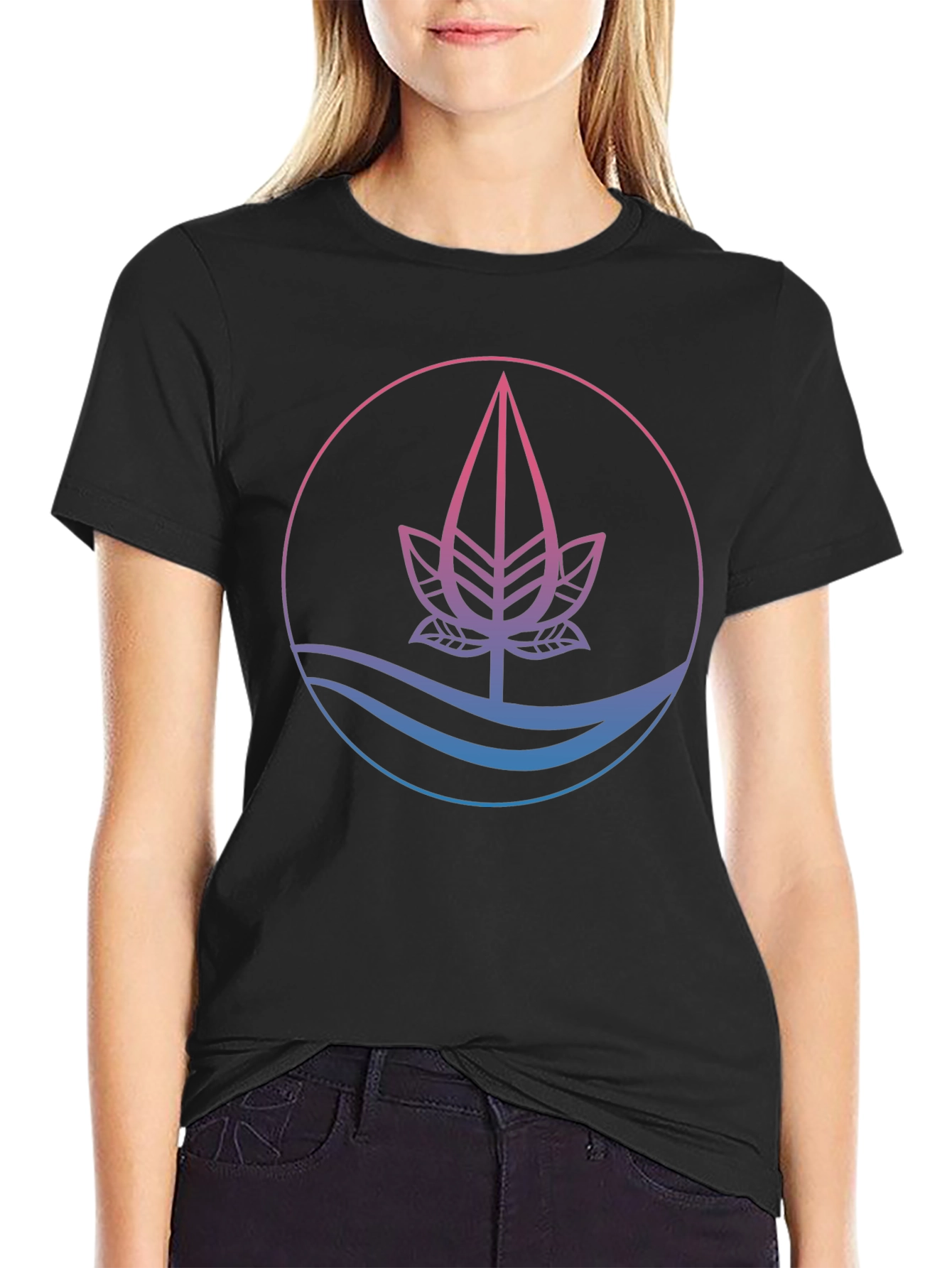 Nature Inspired Graphic Tee - Black Cotton Blend