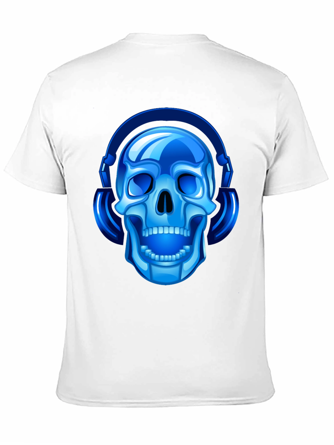 Blue Skull with Headphones Graphic Tee