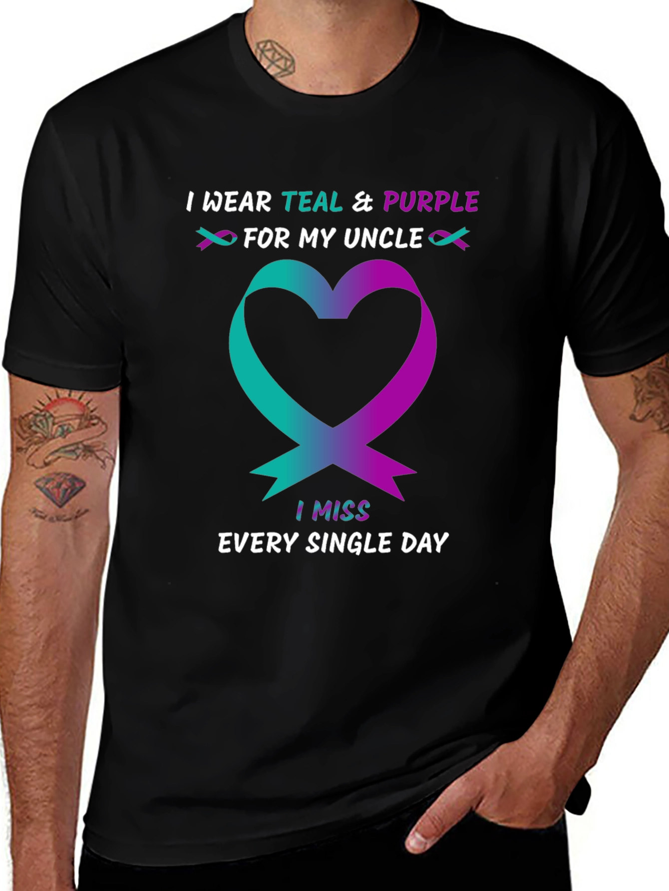 Teal & Purple Uncle Awareness T-Shirt