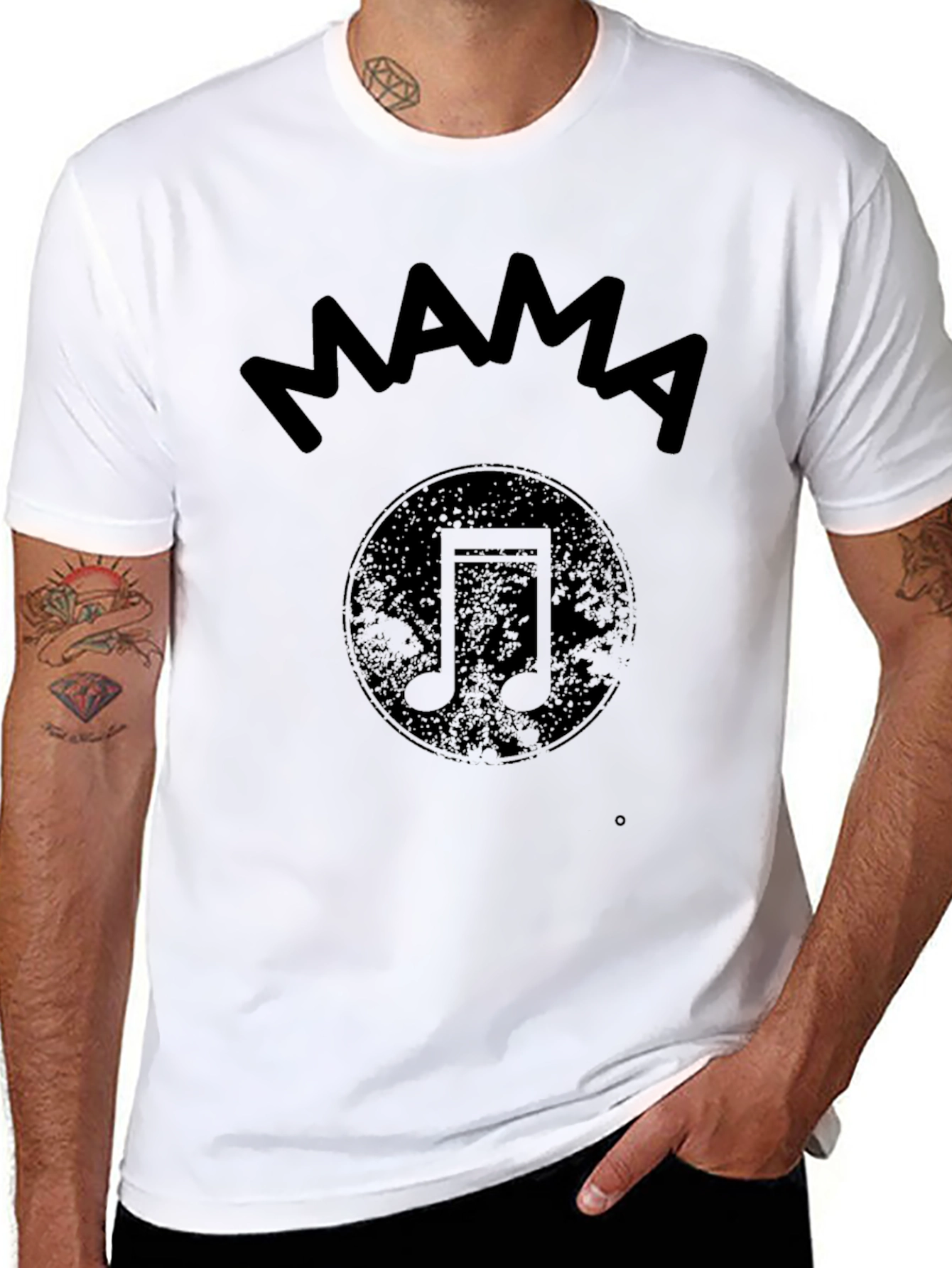 Mama Music Note Graphic Print Black T-Shirt
