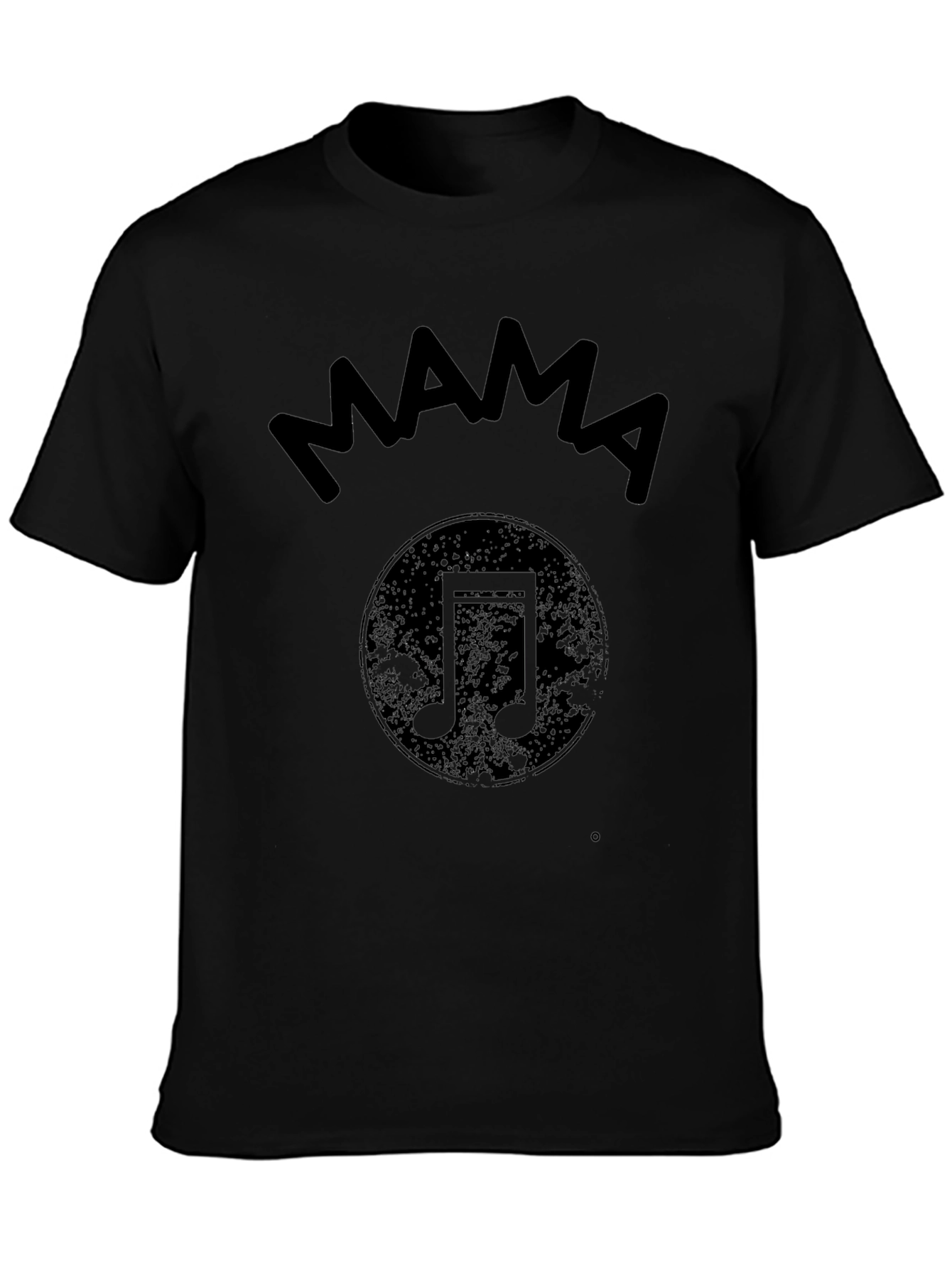 Mama Music Note Graphic Print Black T-Shirt