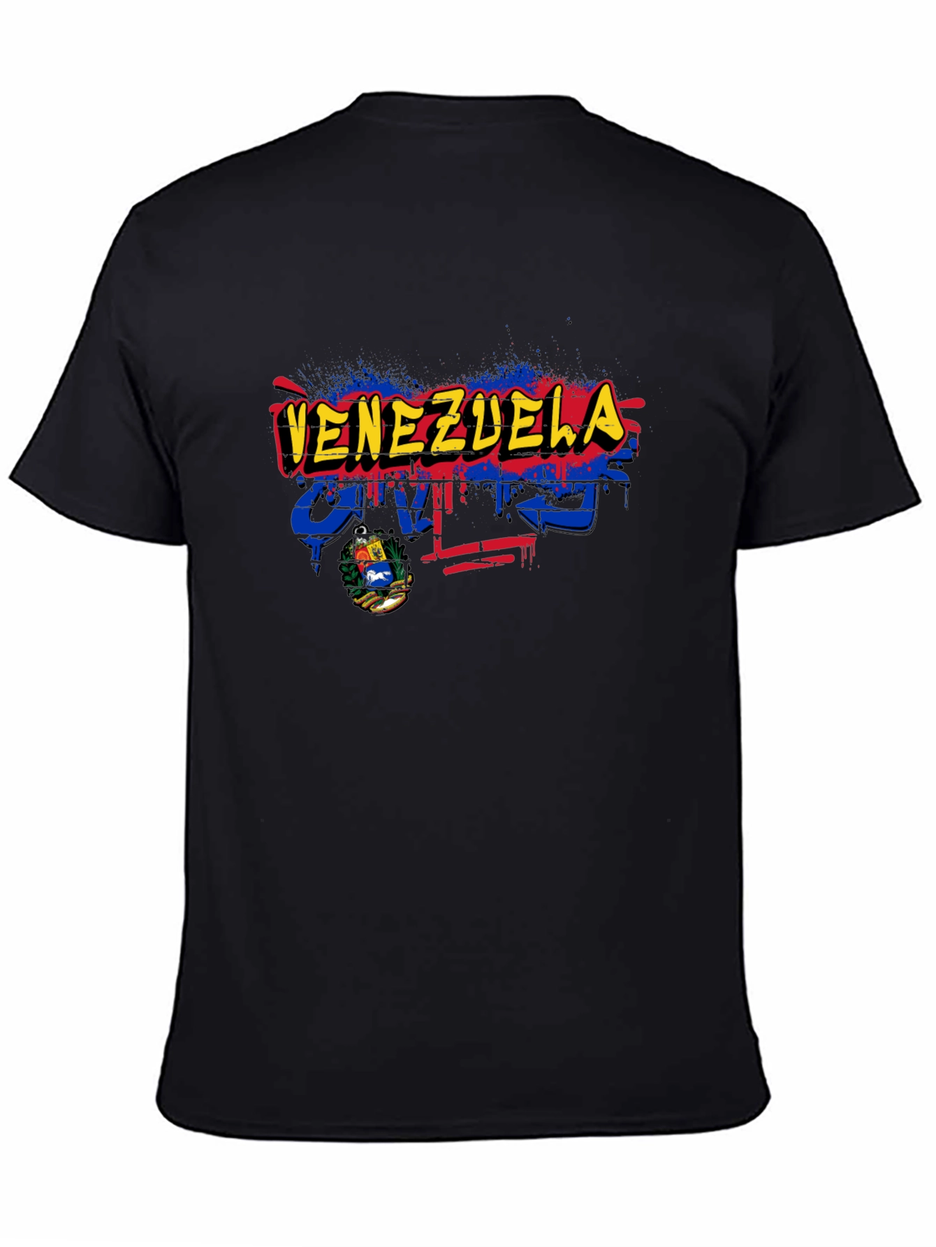 Venezuela Flag Graphic Print Black T-Shirt