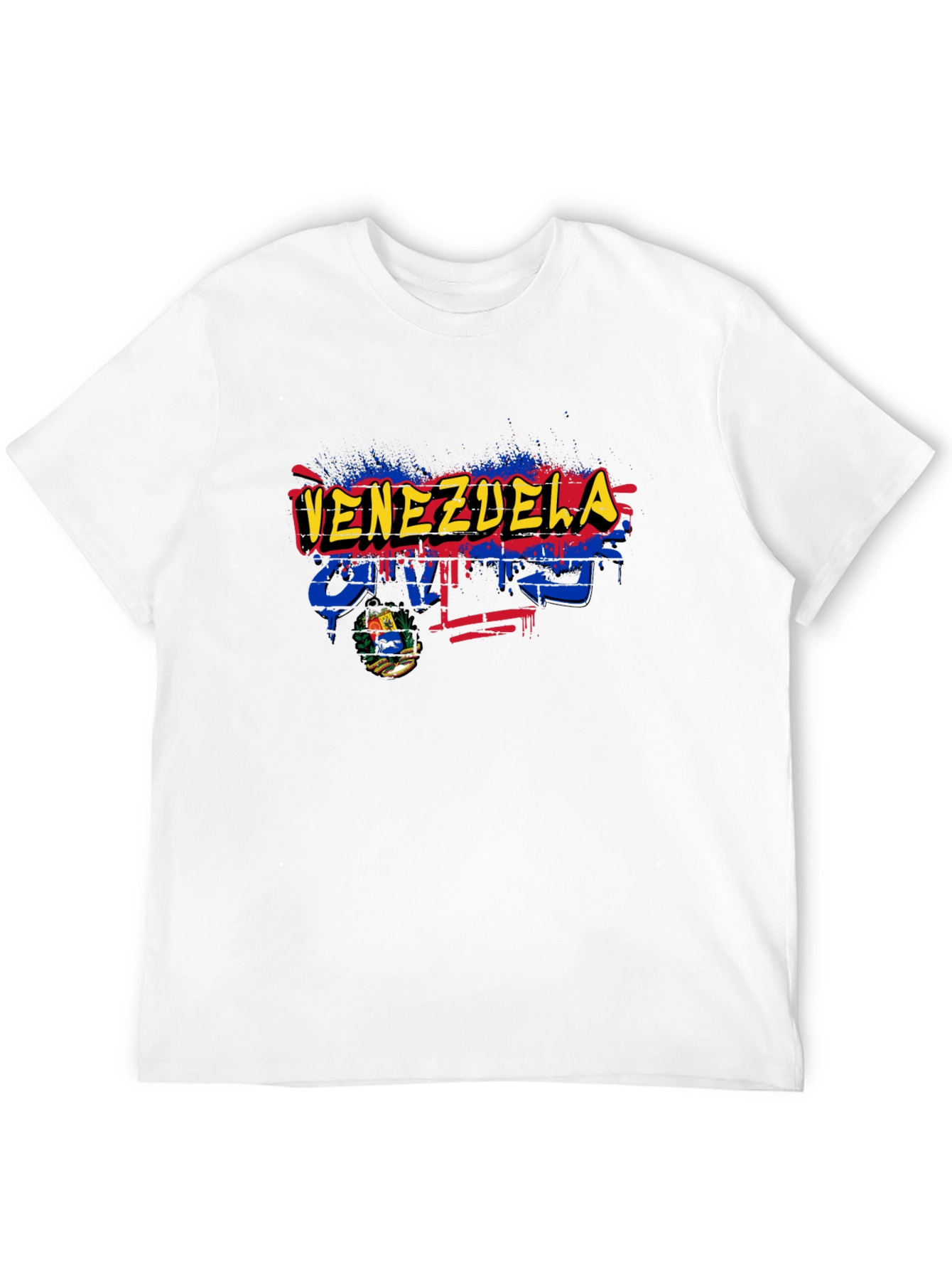 Venezuela Flag Graphic Print Black T-Shirt