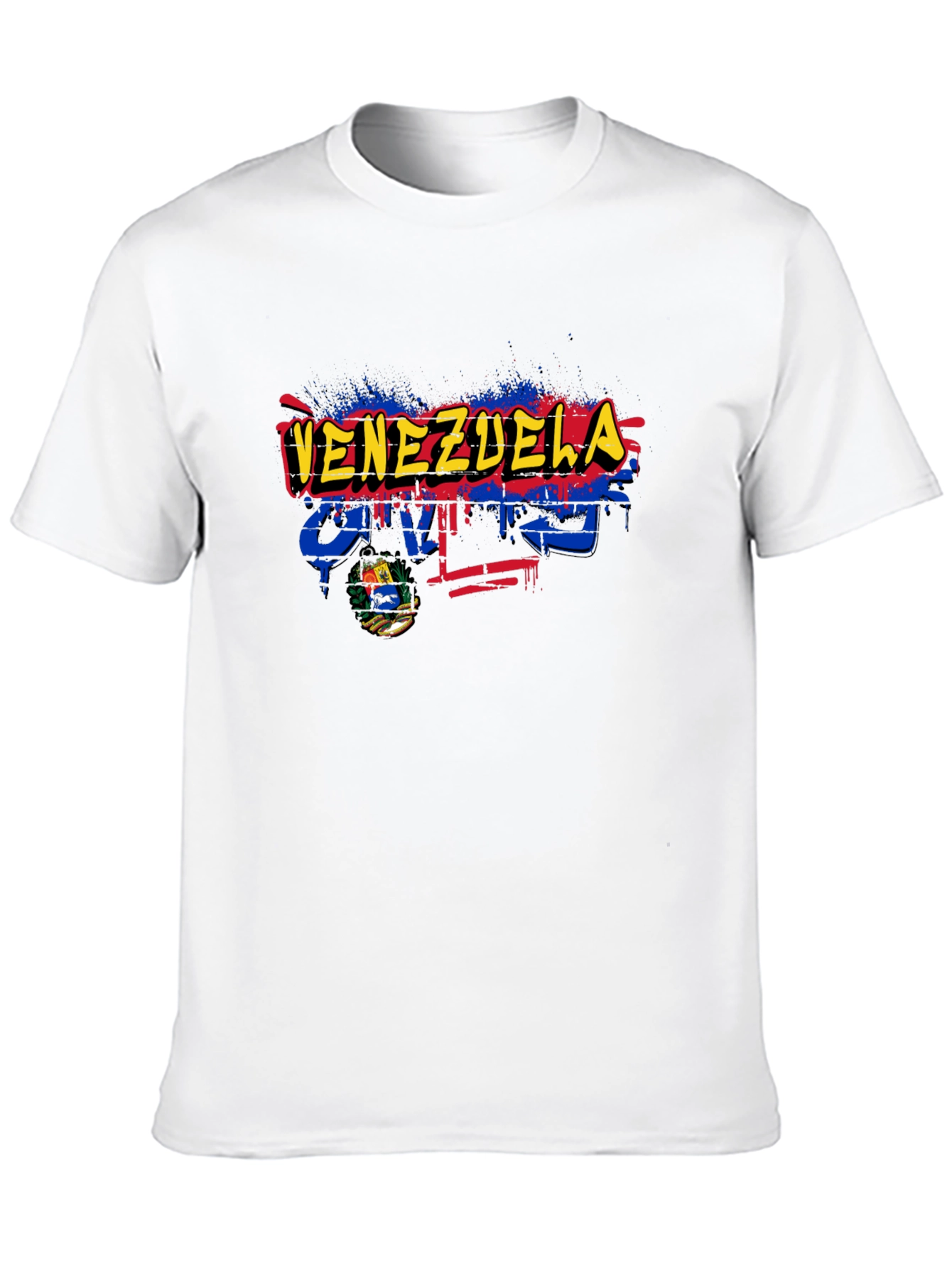 Venezuela Flag Graphic Print Black T-Shirt