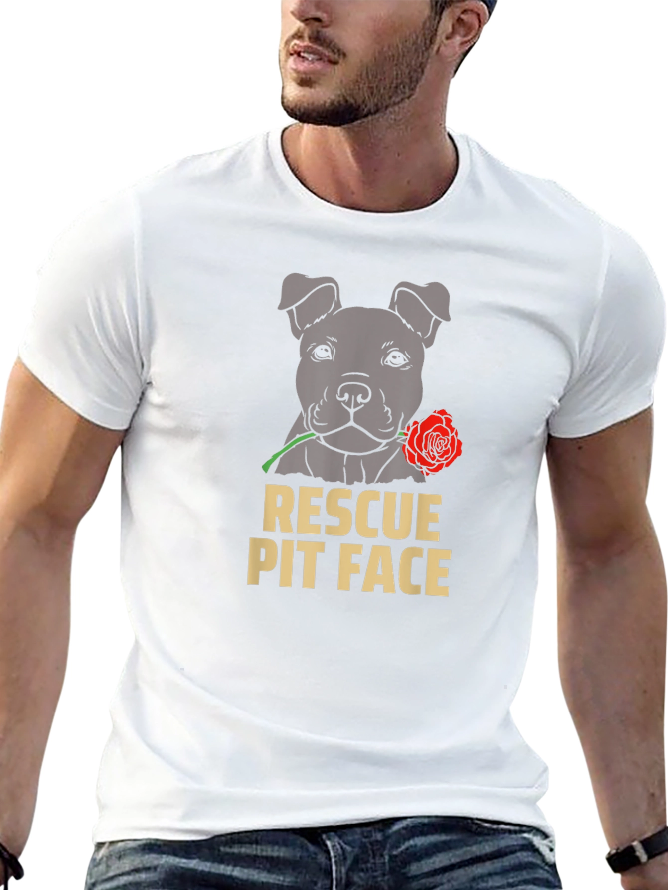 Rescue Pit Face Dog Graphic T-Shirt
