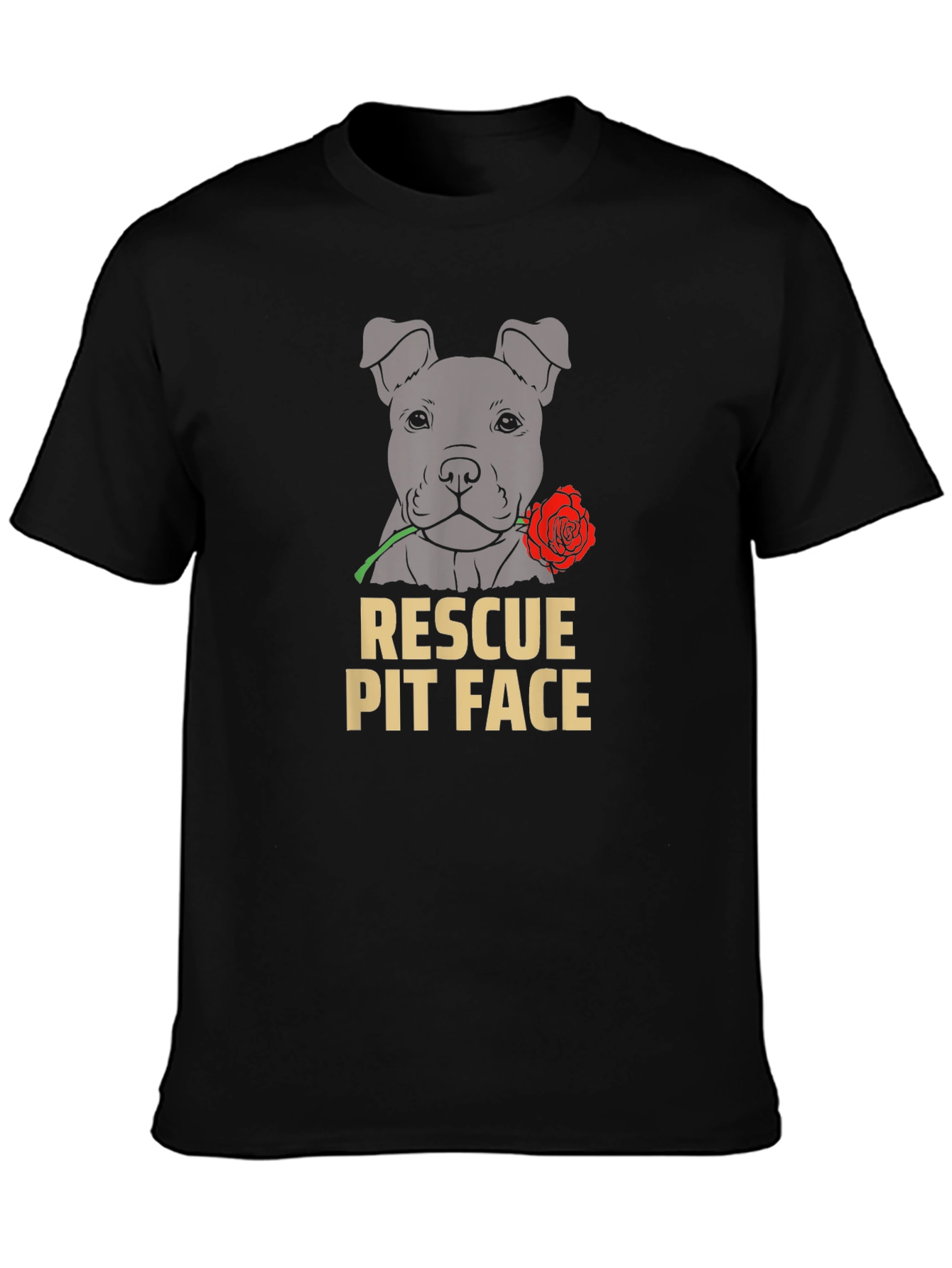 Rescue Pit Face Dog Graphic T-Shirt