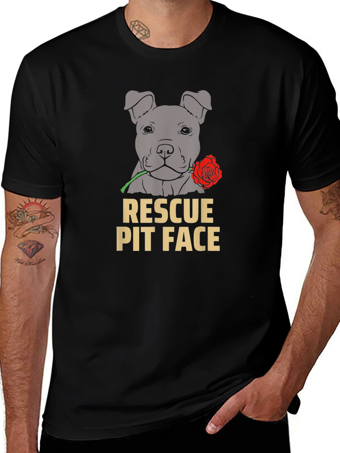 Rescue Pit Face Dog Graphic T-Shirt