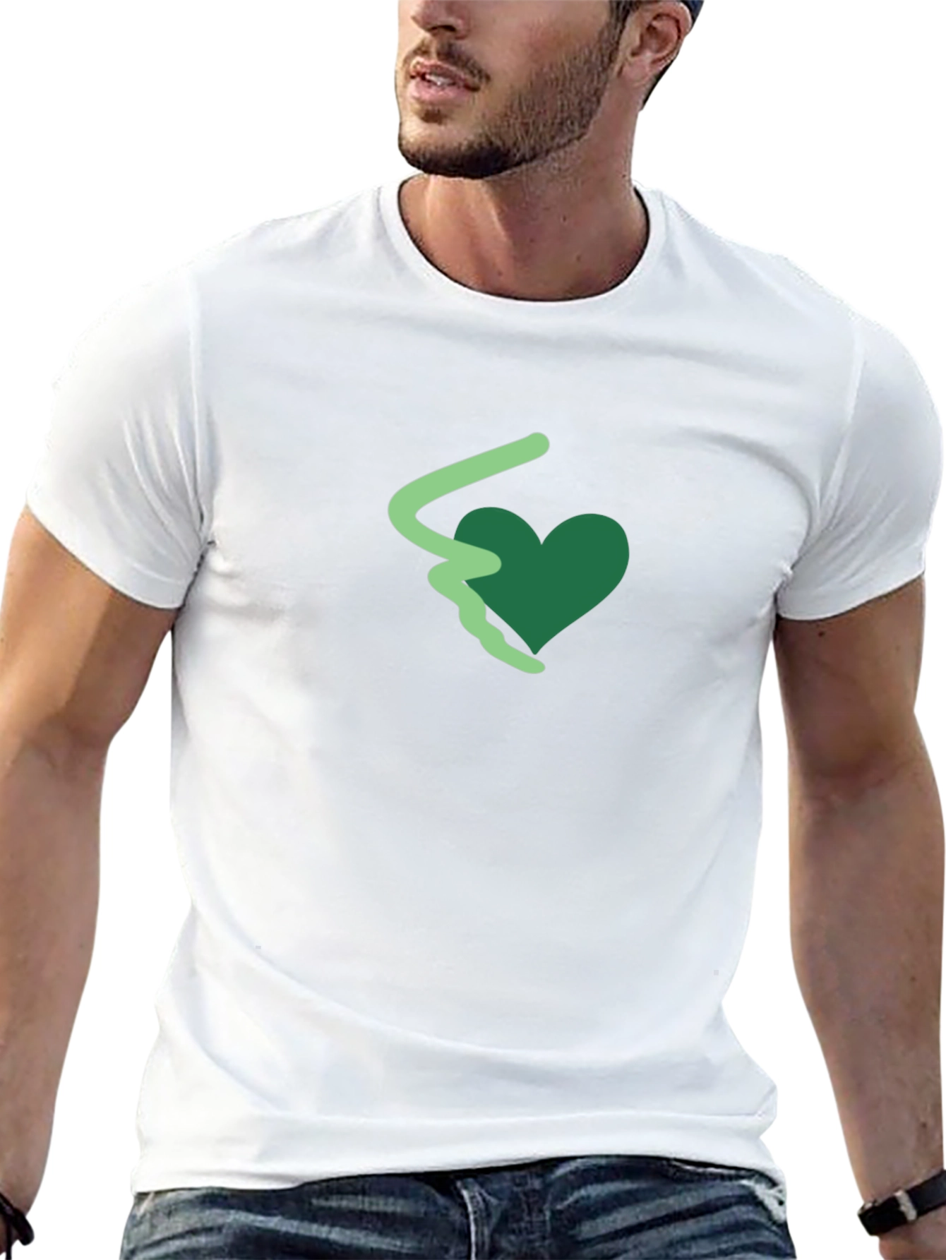 Heart Graphic Tee - Black Cotton Casual Shirt