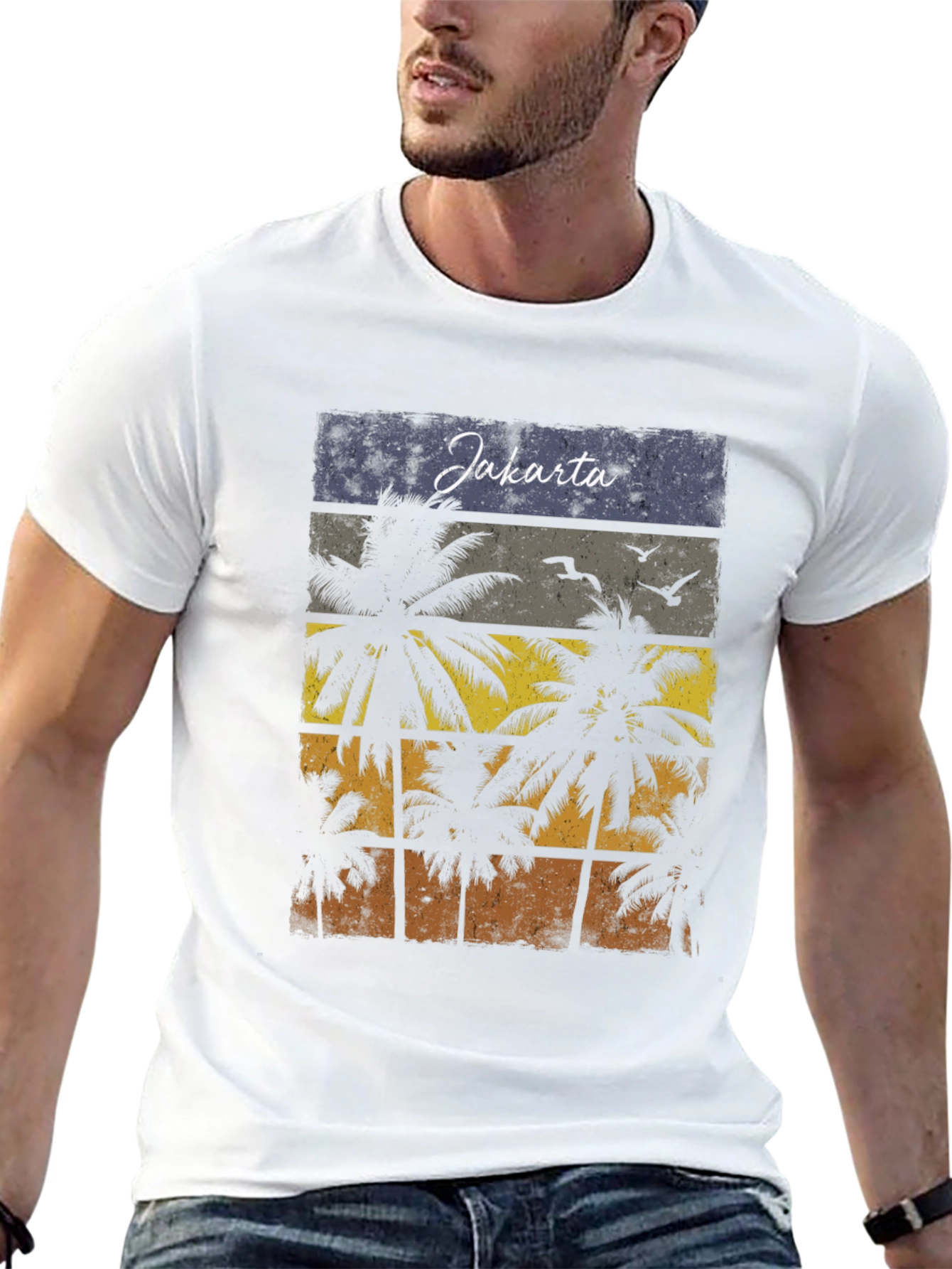 Jakarta Palm Tree Retro T-Shirt