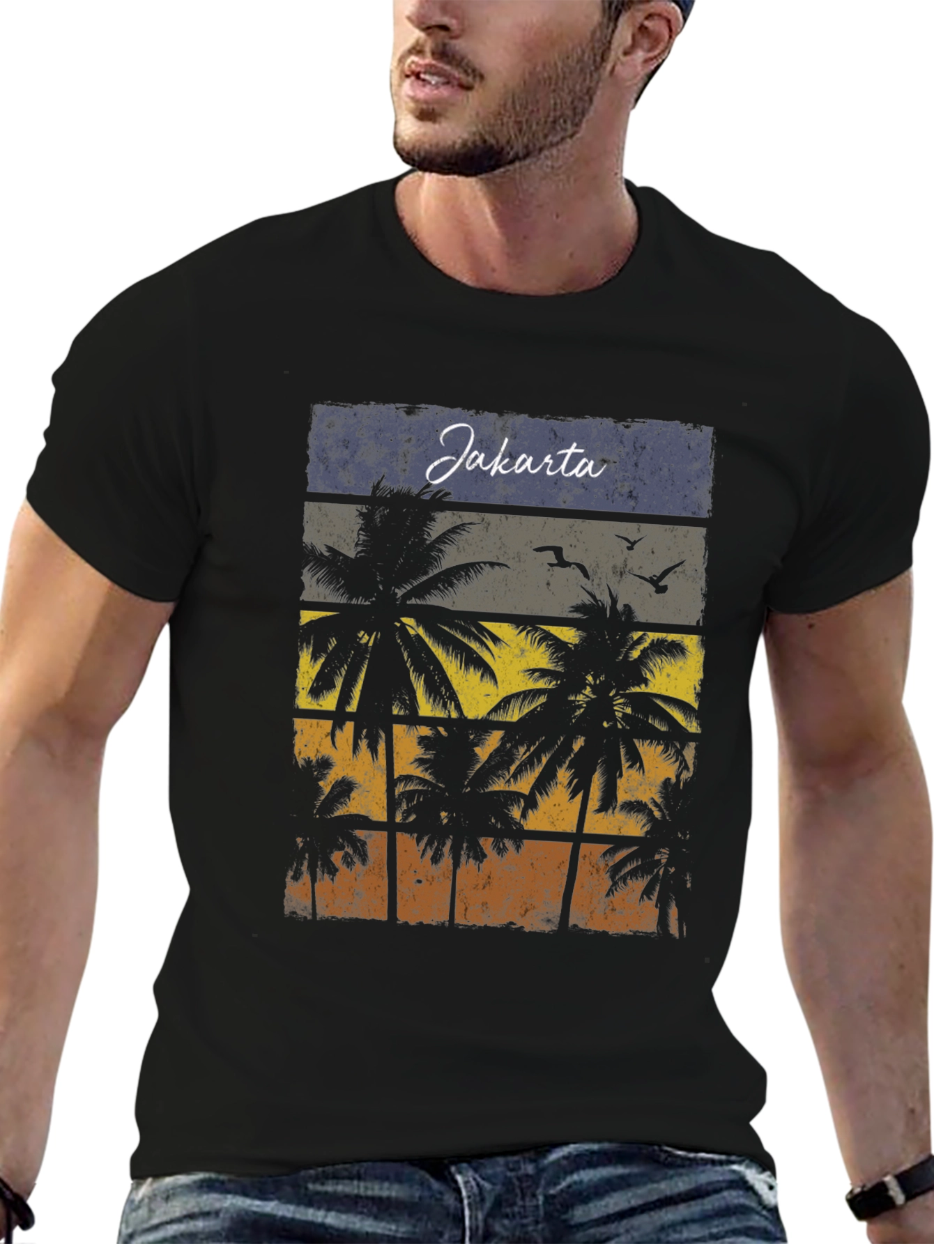 Jakarta Palm Tree Retro T-Shirt