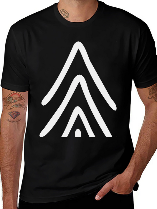 Geometric Arrow Graphic Tee - Casual Black T-Shirt