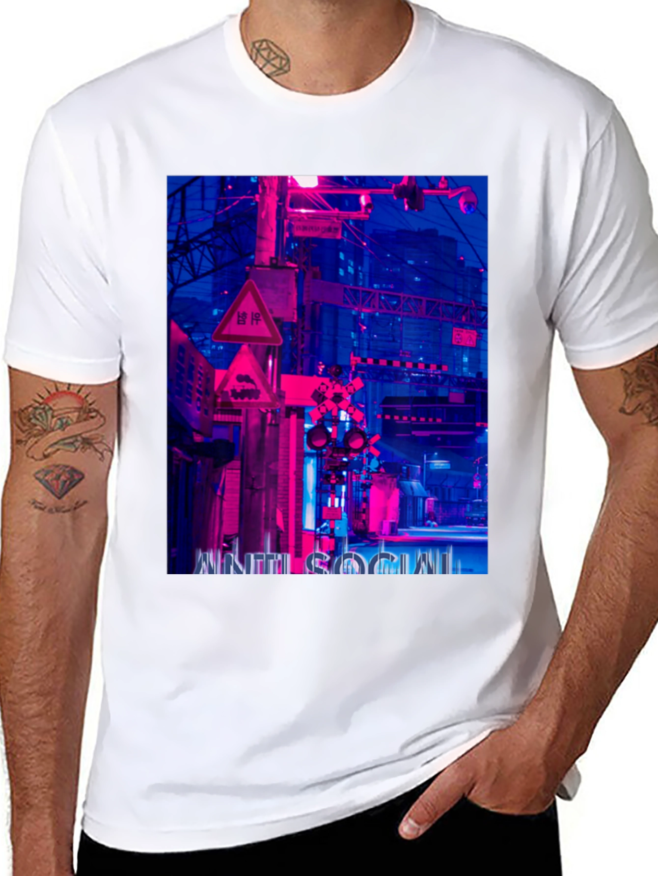 Cyberpunk Style Graphic Print T-Shirt