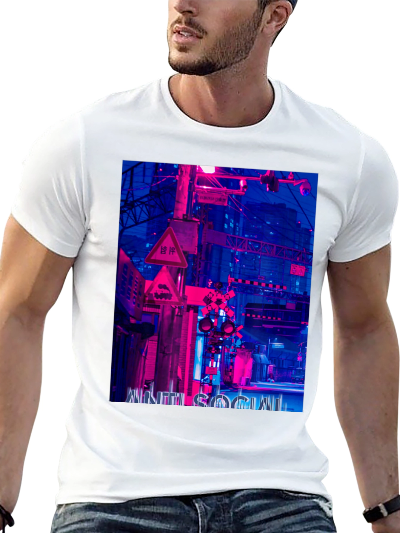 Cyberpunk Style Graphic Print T-Shirt