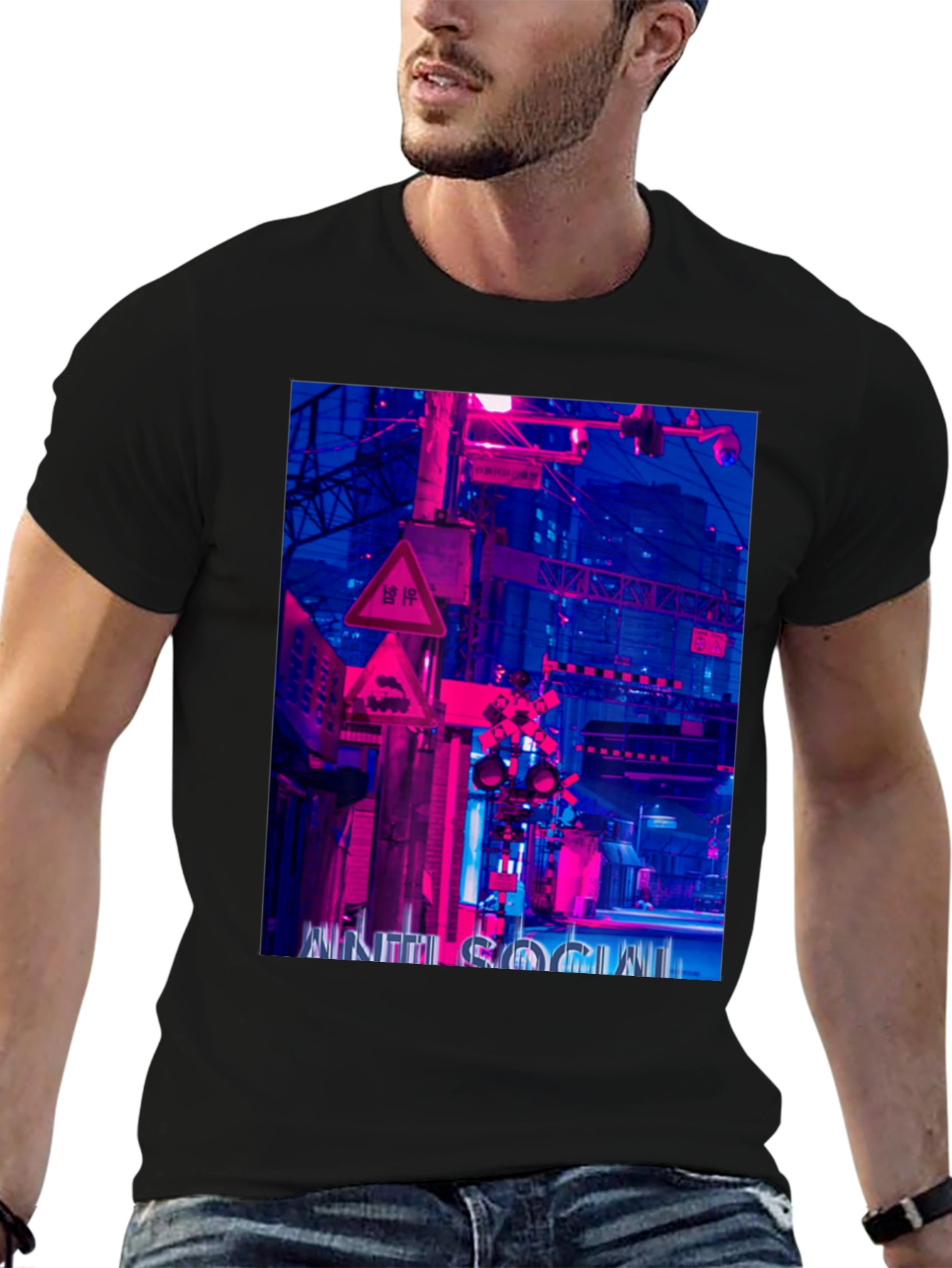 Cyberpunk Style Graphic Print T-Shirt