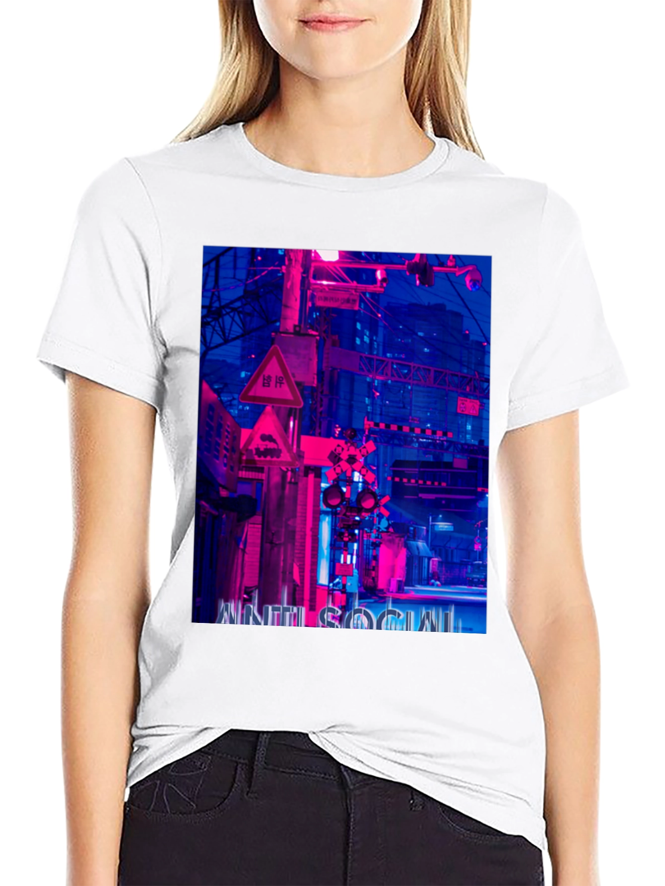 Cyberpunk Style Graphic Print T-Shirt